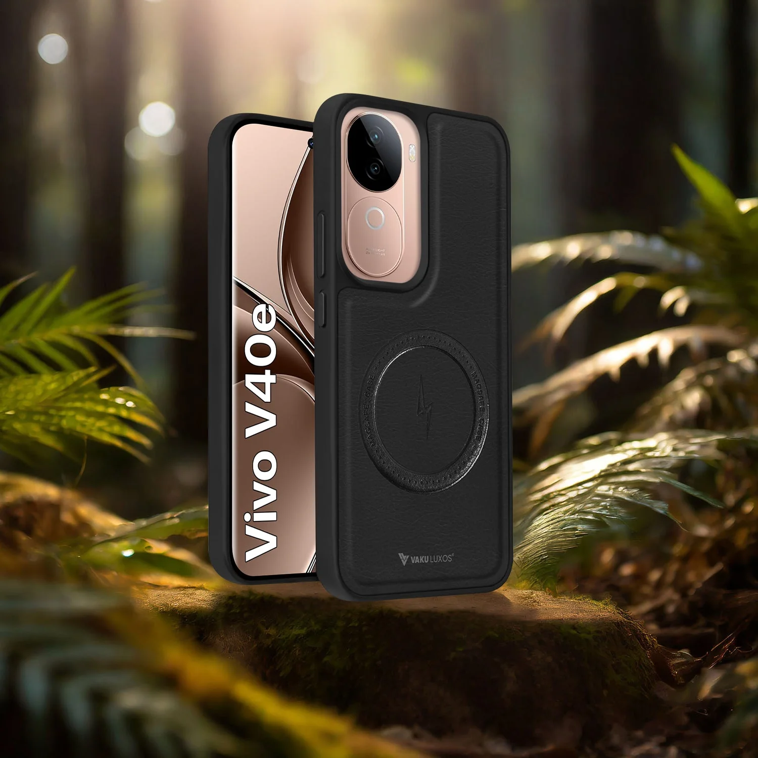 Vaku ® Vivo V40e 5G Maxtron Leather Stitched Magnetic Magsafe Non-Slip Grip Shockproof Back Cover - Image 11