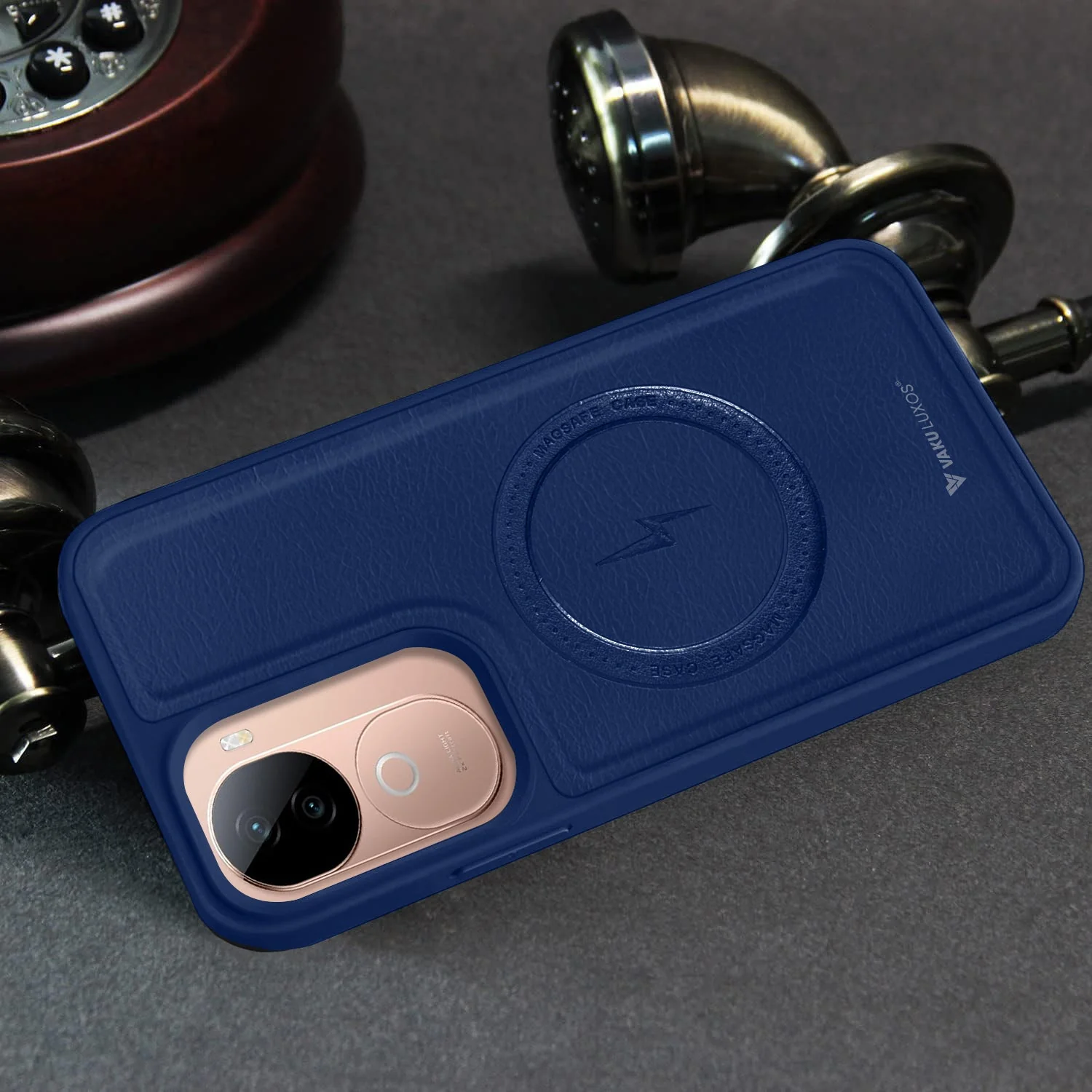 Vaku ® Vivo V40e 5G Maxtron Leather Stitched Magnetic Magsafe Non-Slip Grip Shockproof Back Cover - Image 13