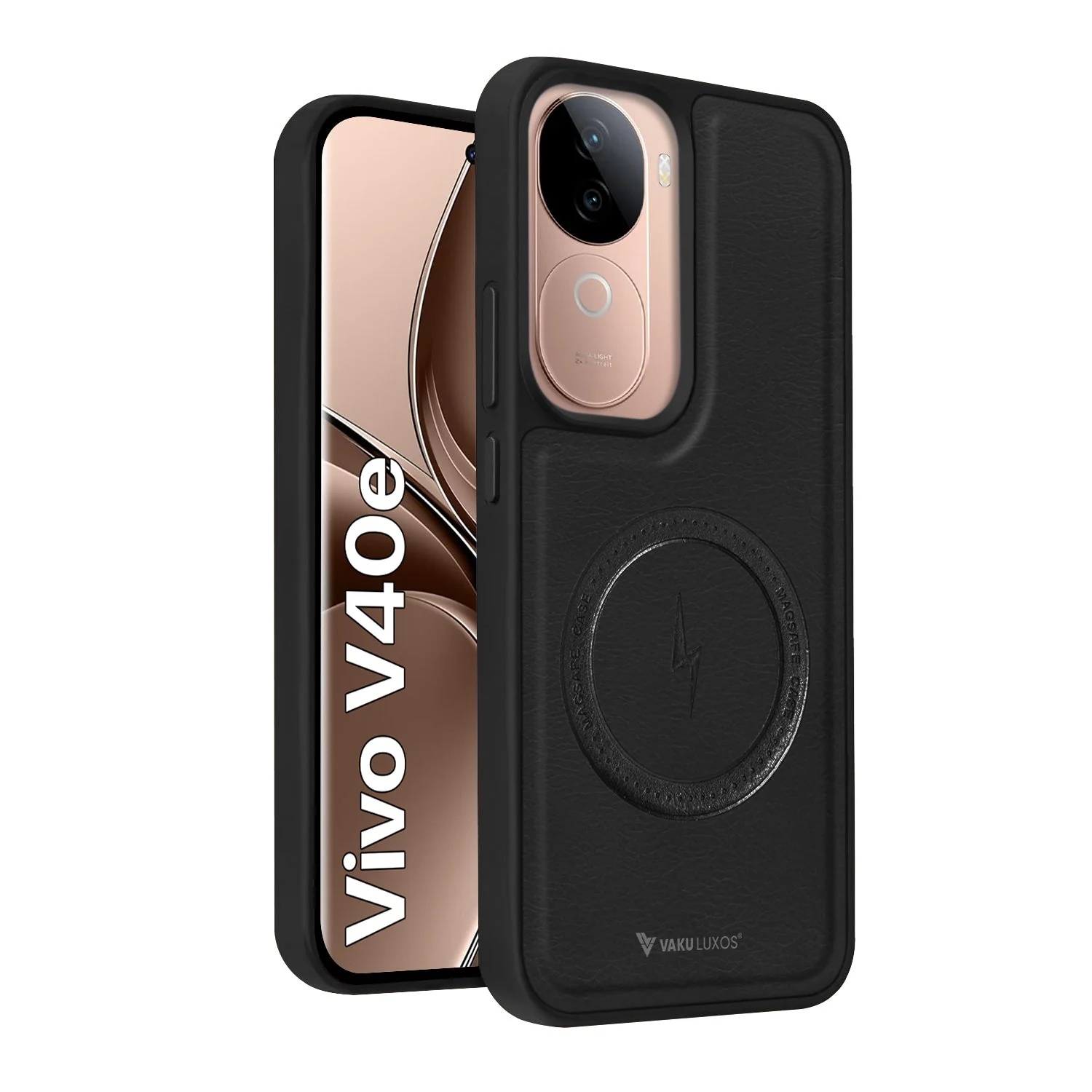 Vaku ® Vivo V40e 5G Maxtron Leather Stitched Magnetic Magsafe Non-Slip Grip Shockproof Back Cover - Image 2