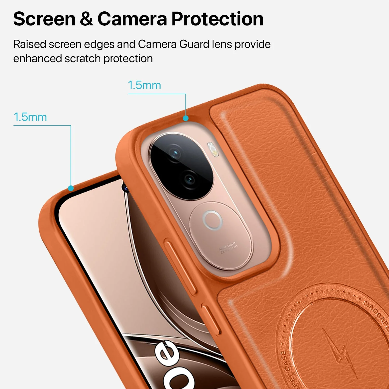 Vaku ® Vivo V40e 5G Maxtron Leather Stitched Magnetic Magsafe Non-Slip Grip Shockproof Back Cover - Image 4