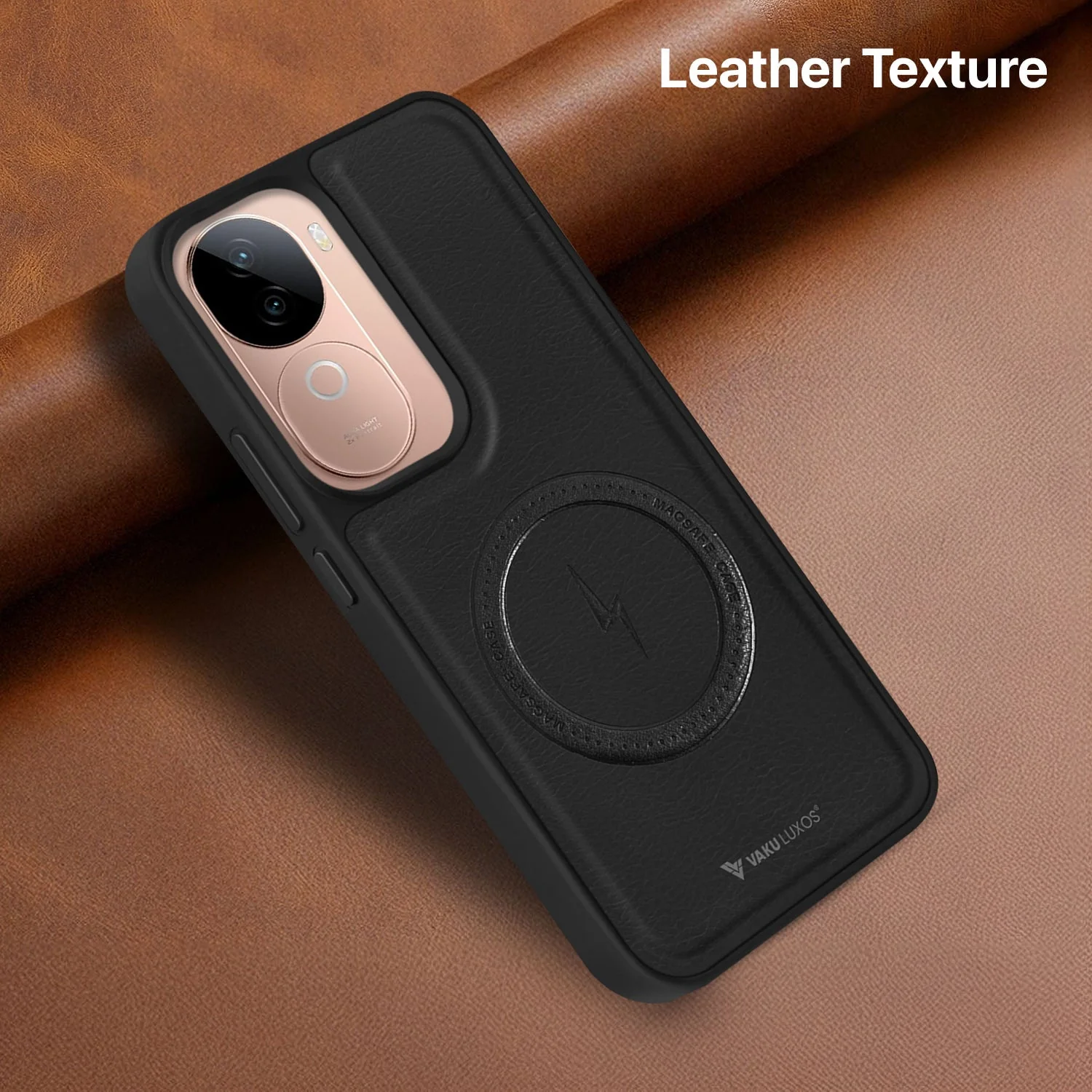 Vaku ® Vivo V40e 5G Maxtron Leather Stitched Magnetic Magsafe Non-Slip Grip Shockproof Back Cover - Image 9