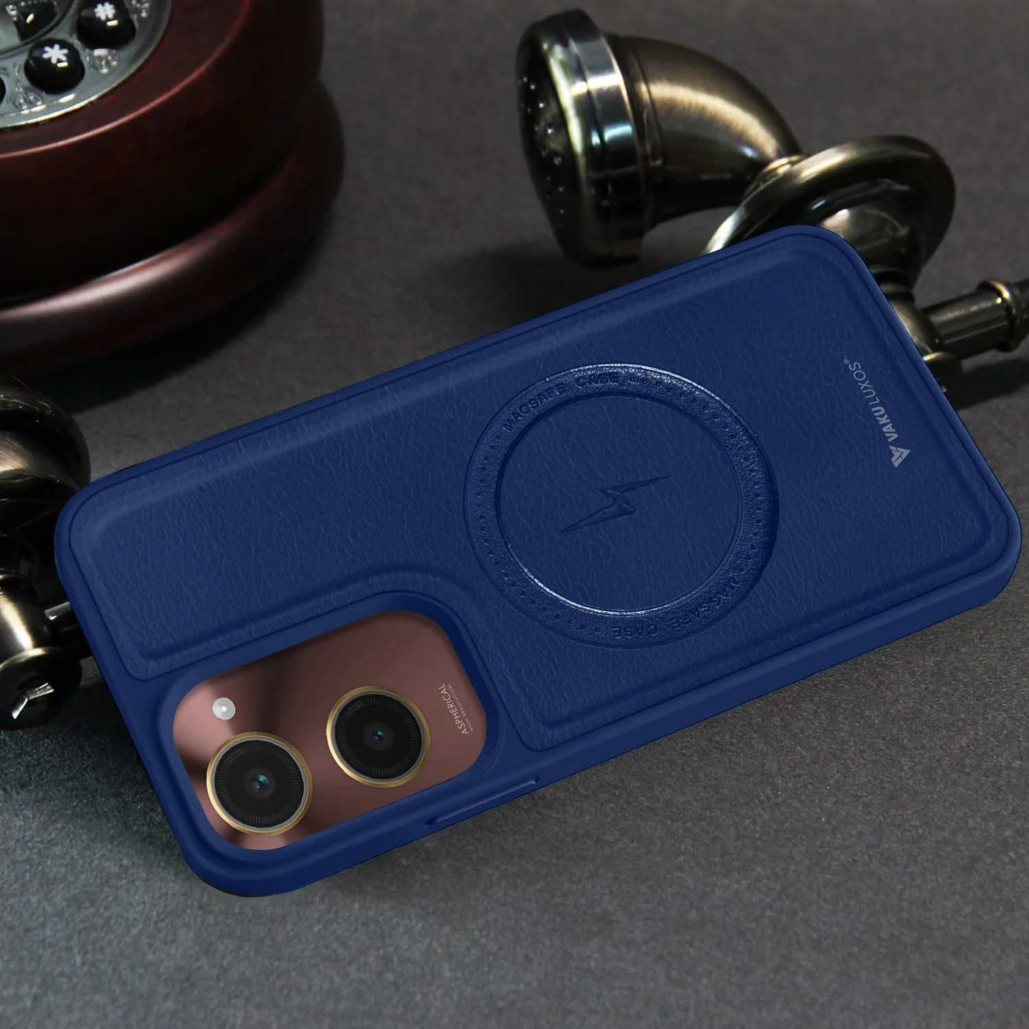 Vaku ® Vivo Y28s 5G Maxtron Leather Stitched Magnetic Magsafe Non-Slip Grip Shockproof Back Cover - Image 11