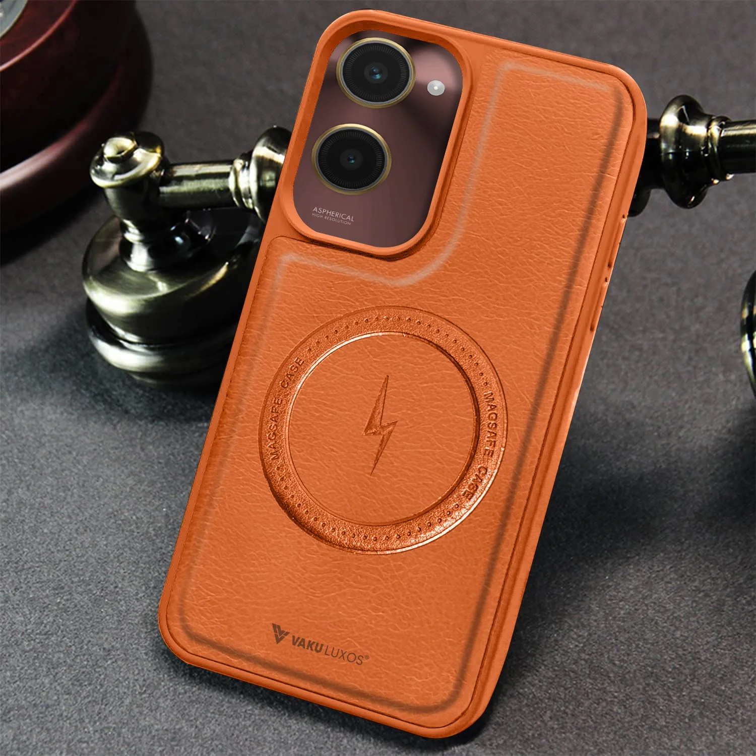 Vaku ® Vivo Y28s 5G Maxtron Leather Stitched Magnetic Magsafe Non-Slip Grip Shockproof Back Cover - Image 13