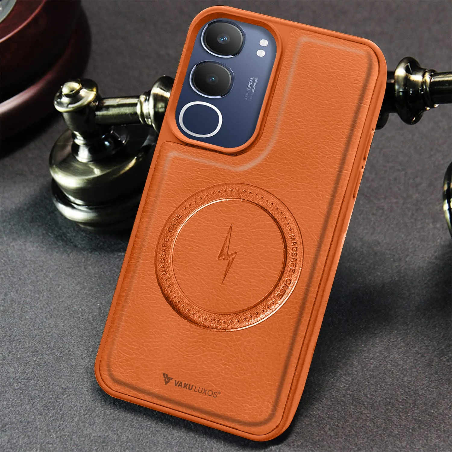 Vaku ® Vivo Y29 5G Maxtron Leather Stitched Magnetic Magsafe Non-Slip Grip Shockproof Back Cover - Image 10