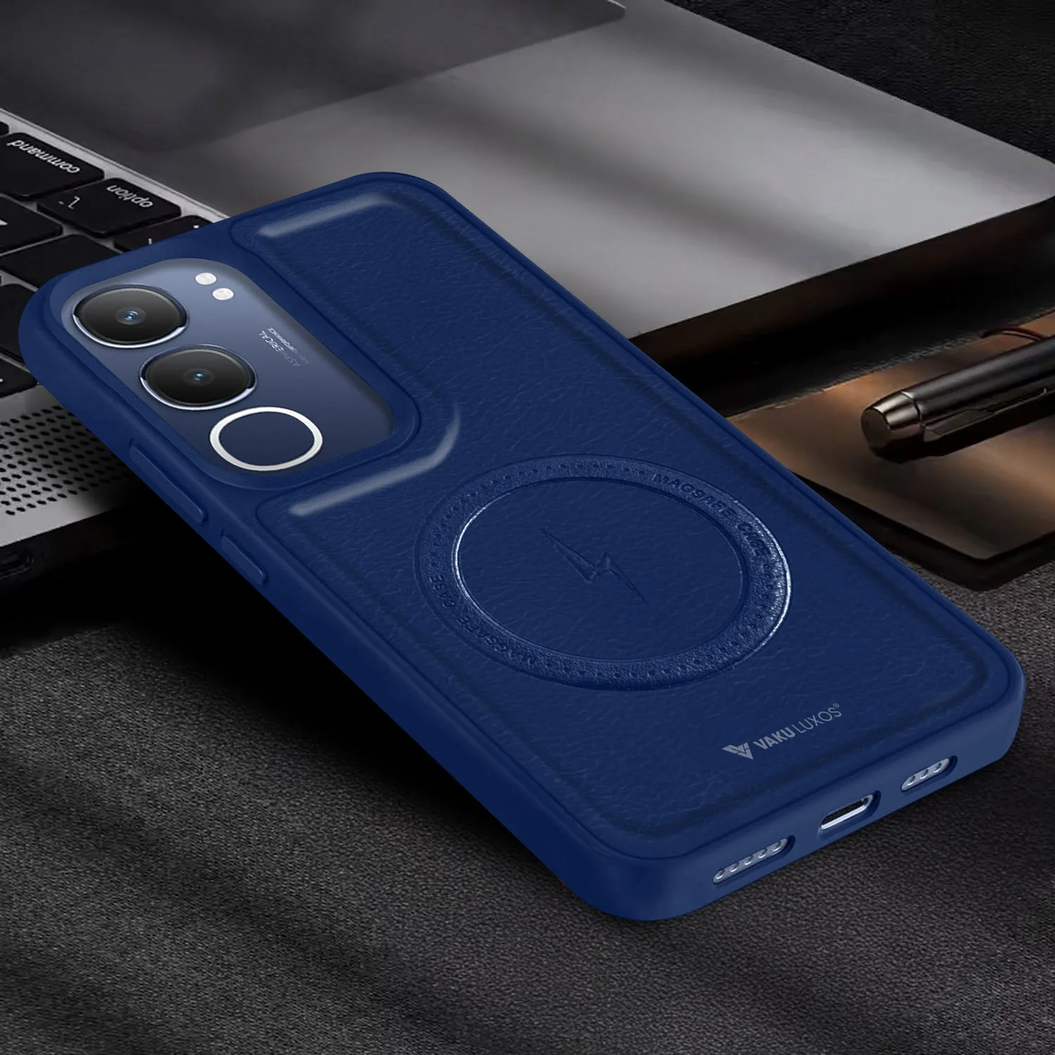 Vaku ® Vivo Y29 5G Maxtron Leather Stitched Magnetic Magsafe Non-Slip Grip Shockproof Back Cover - Image 11