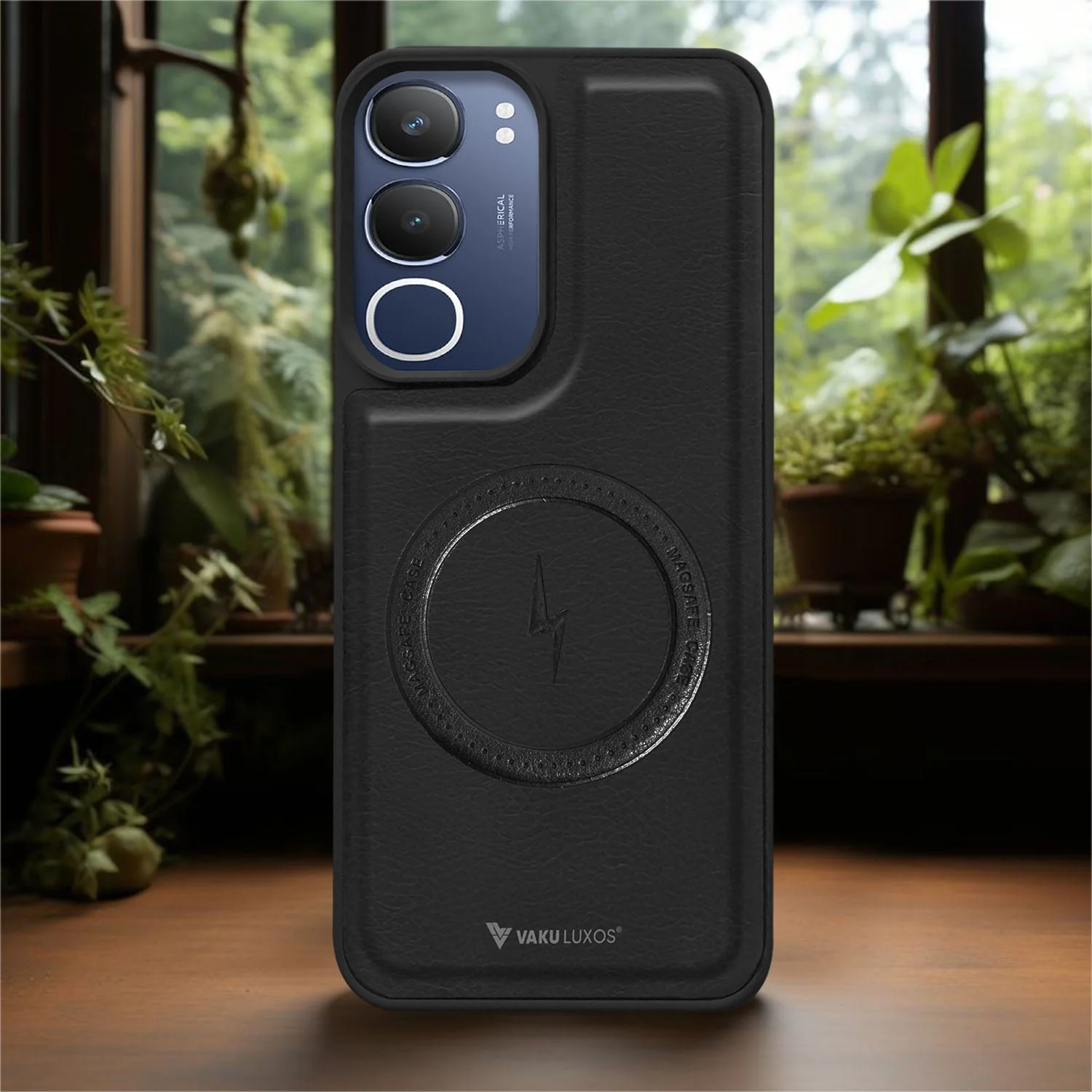 Vaku ® Vivo Y29 5G Maxtron Leather Stitched Magnetic Magsafe Non-Slip Grip Shockproof Back Cover - Image 12