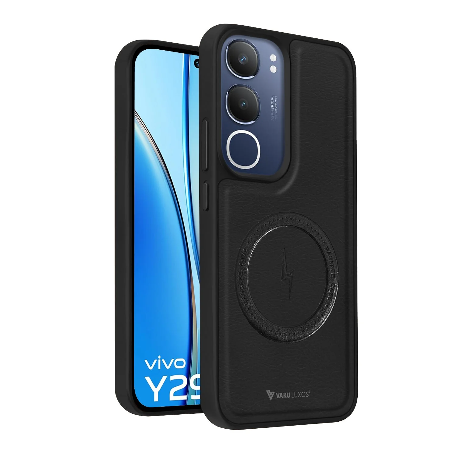 Vaku ® Vivo Y29 5G Maxtron Leather Stitched Magnetic Magsafe Non-Slip Grip Shockproof Back Cover - Image 14