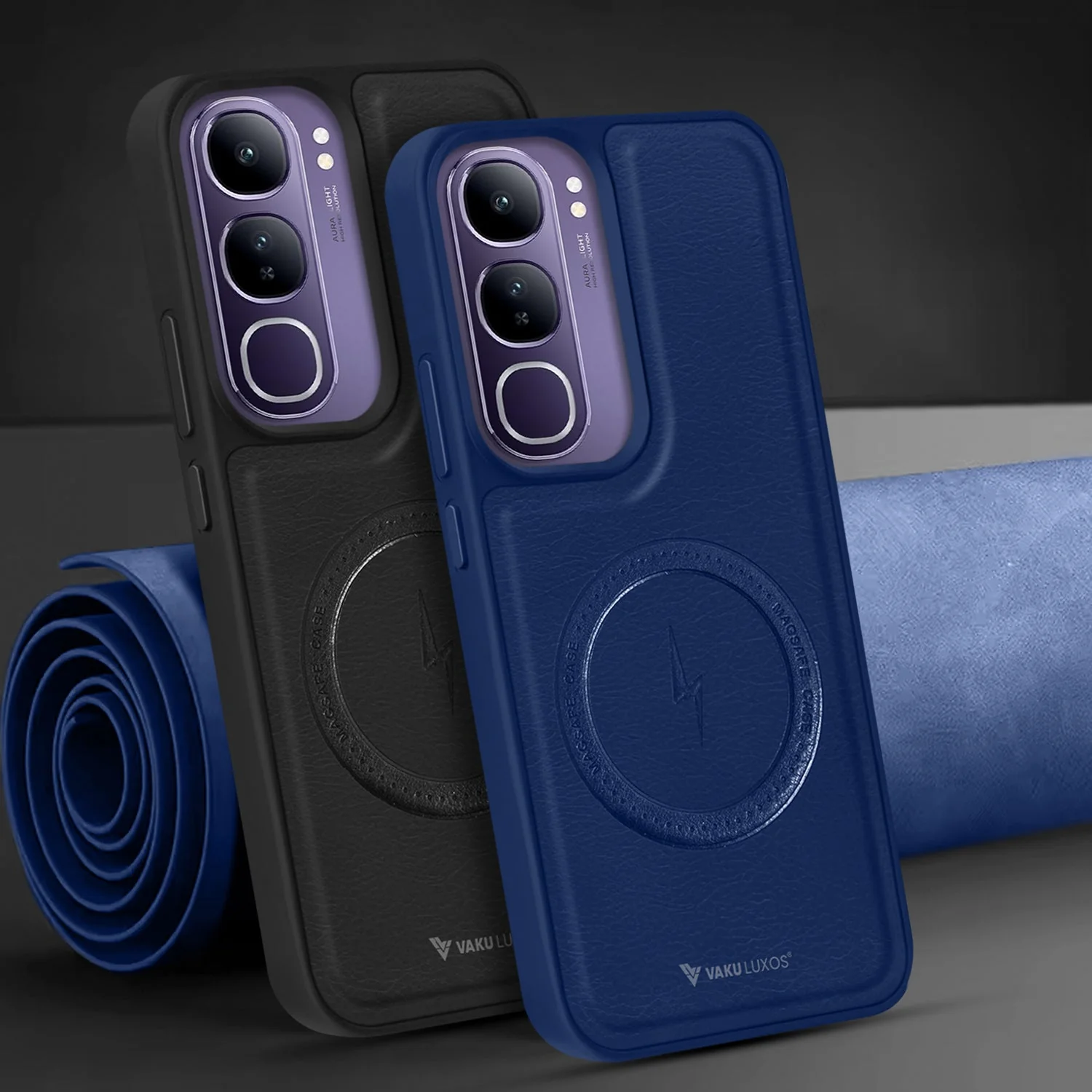 Vaku ® Vivo Y300 5G Maxtron Leather Stitched Magnetic Magsafe Non-Slip Grip Shockproof Back Cover - Image 10