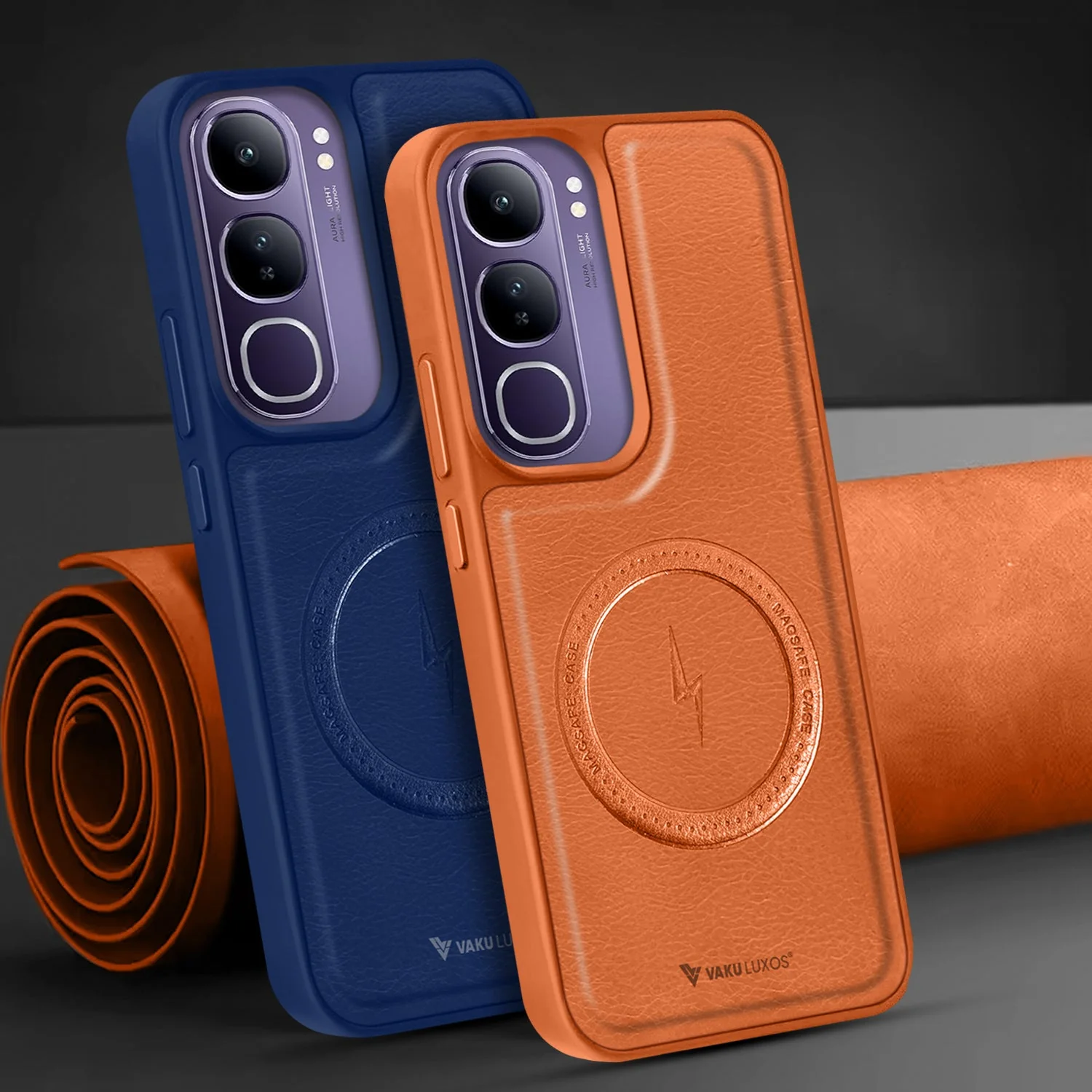 Vaku ® Vivo Y300 5G Maxtron Leather Stitched Magnetic Magsafe Non-Slip Grip Shockproof Back Cover - Image 11