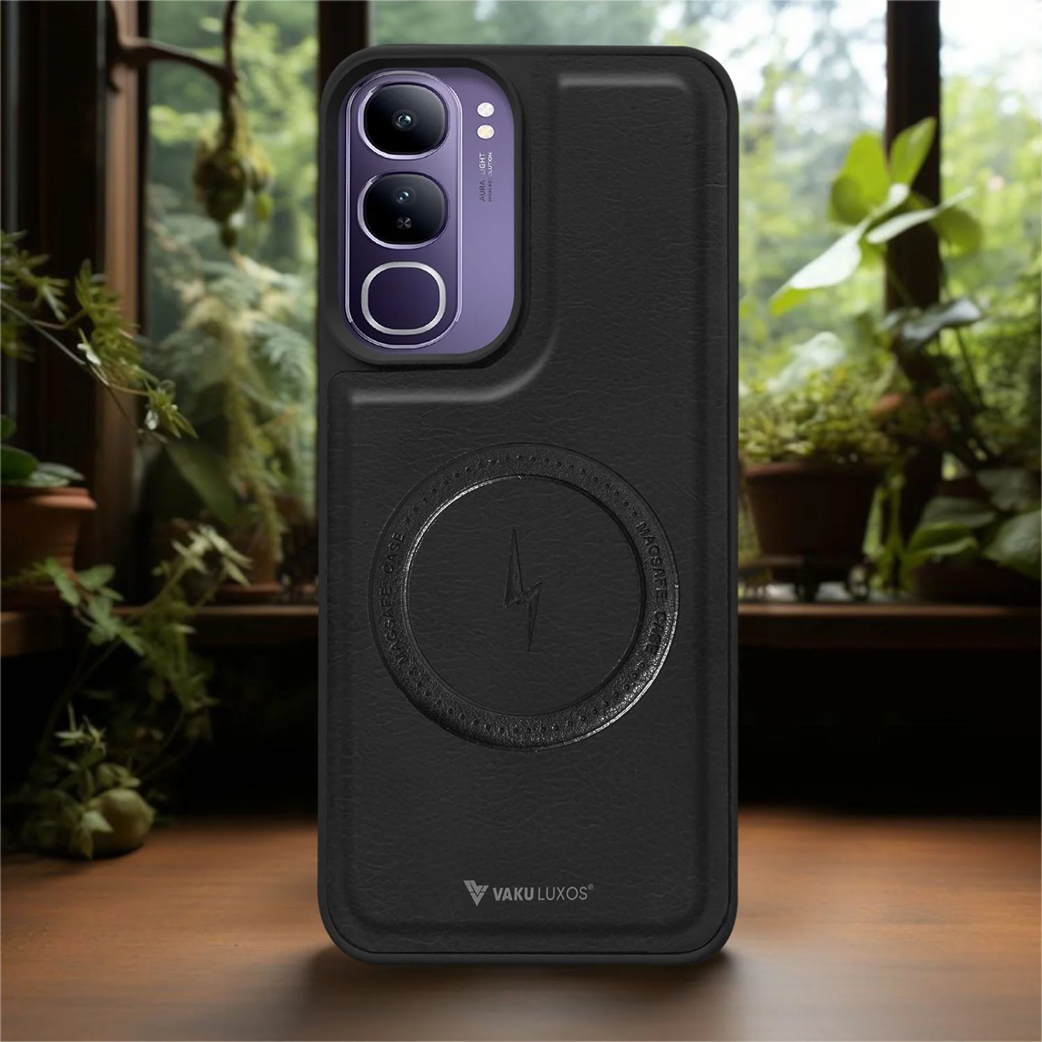 Vaku ® Vivo Y300 5G Maxtron Leather Stitched Magnetic Magsafe Non-Slip Grip Shockproof Back Cover - Image 14