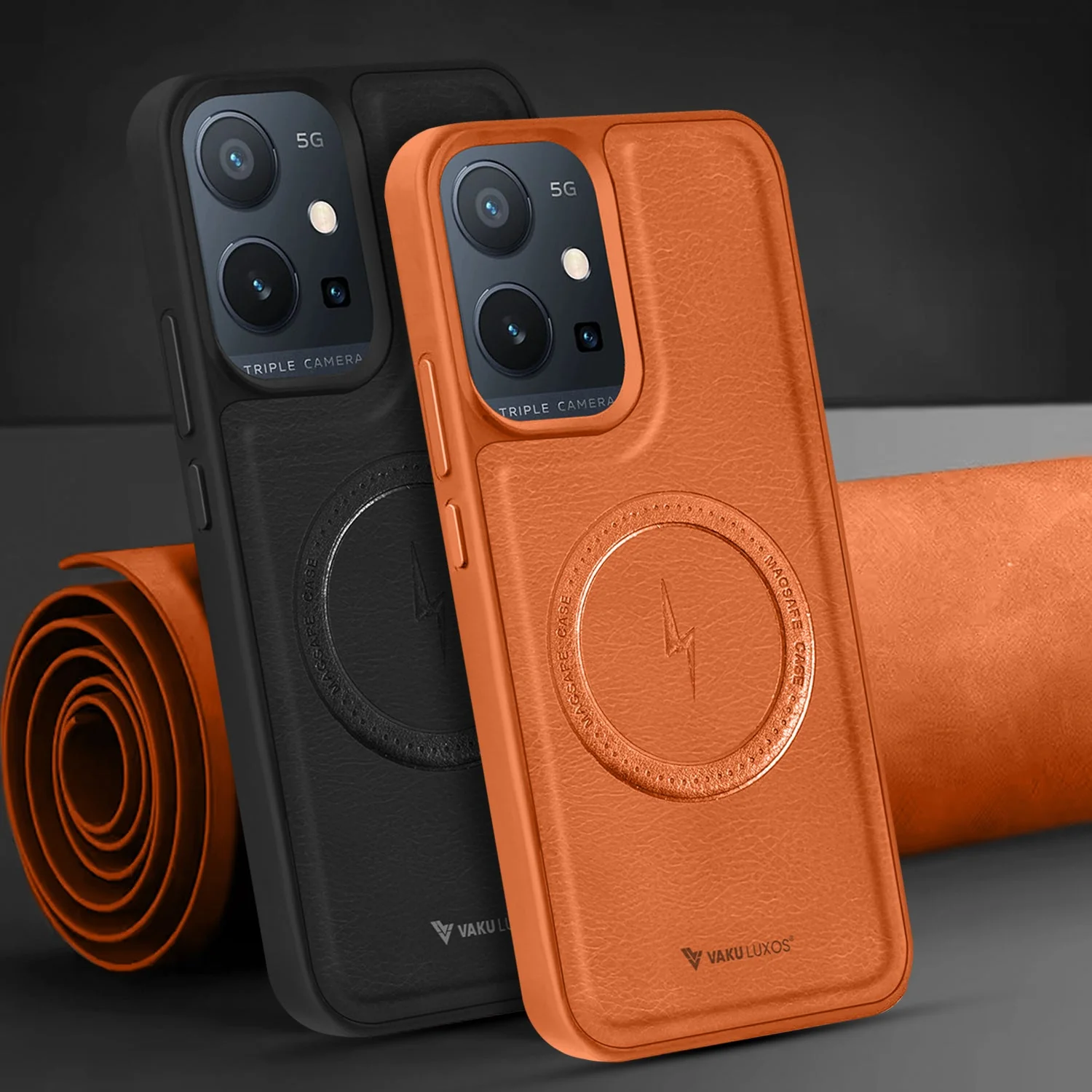 Vaku ® Vivo Y75 5G Maxtron Leather Stitched Magnetic Magsafe Non-Slip Grip Shockproof Back Cover - Image 11