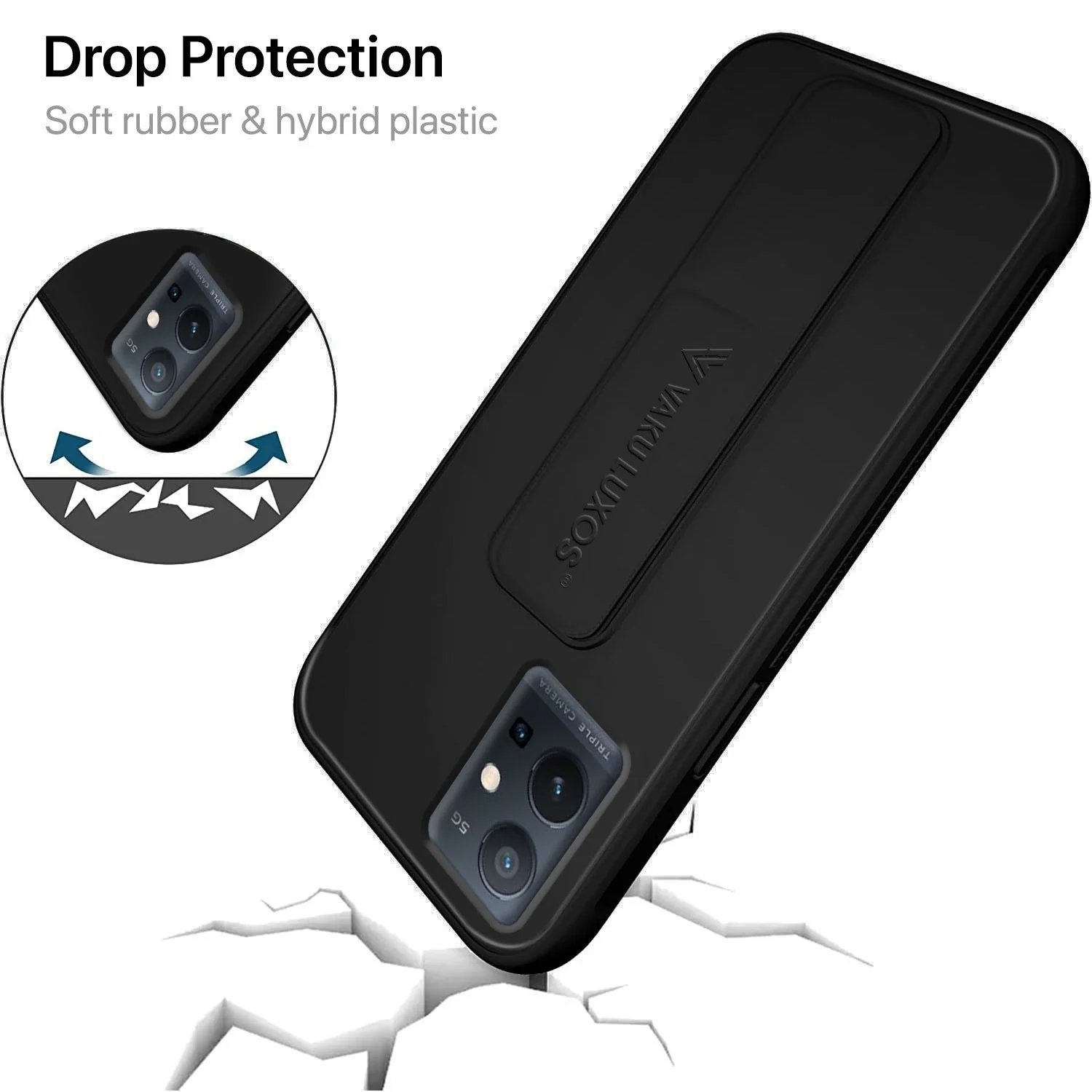Vaku ® Vivo Y75 / T1 5G Harbor Grip Multi-Functional Magnetic Vertical & Horizontal Stand Case TPU Back Cover - Image 7