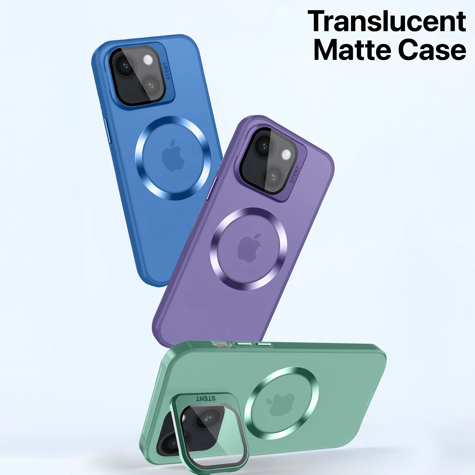 Vaku® Apple iPhone 14 Plus Rime Frosted Magnetic Magpro Translucent Camera Protector Case with Built-in Stash Stand Back Cover - Image 3