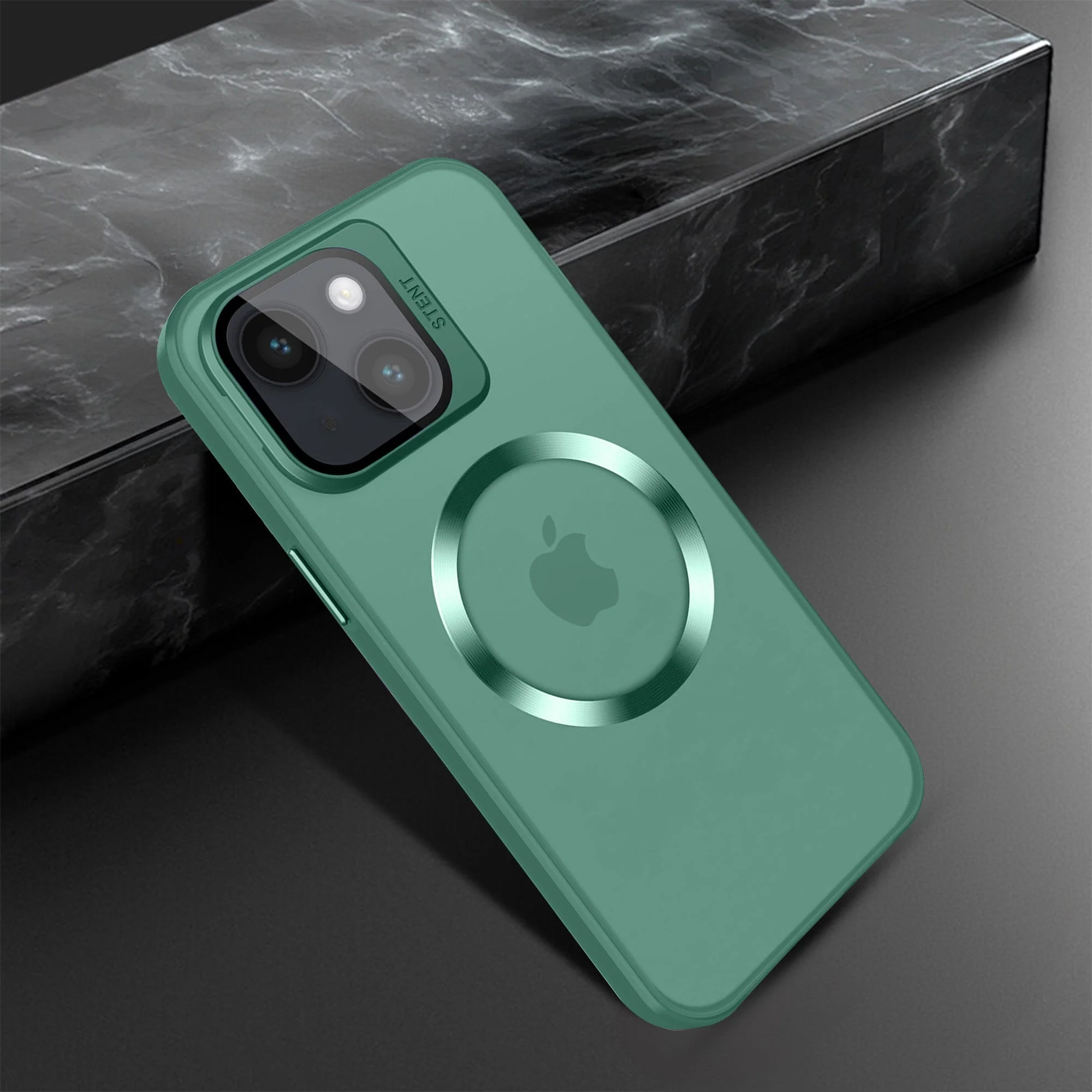 Vaku® Apple iPhone 14 Plus Rime Frosted Magnetic Magpro Translucent Camera Protector Case with Built-in Stash Stand Back Cover - Image 7