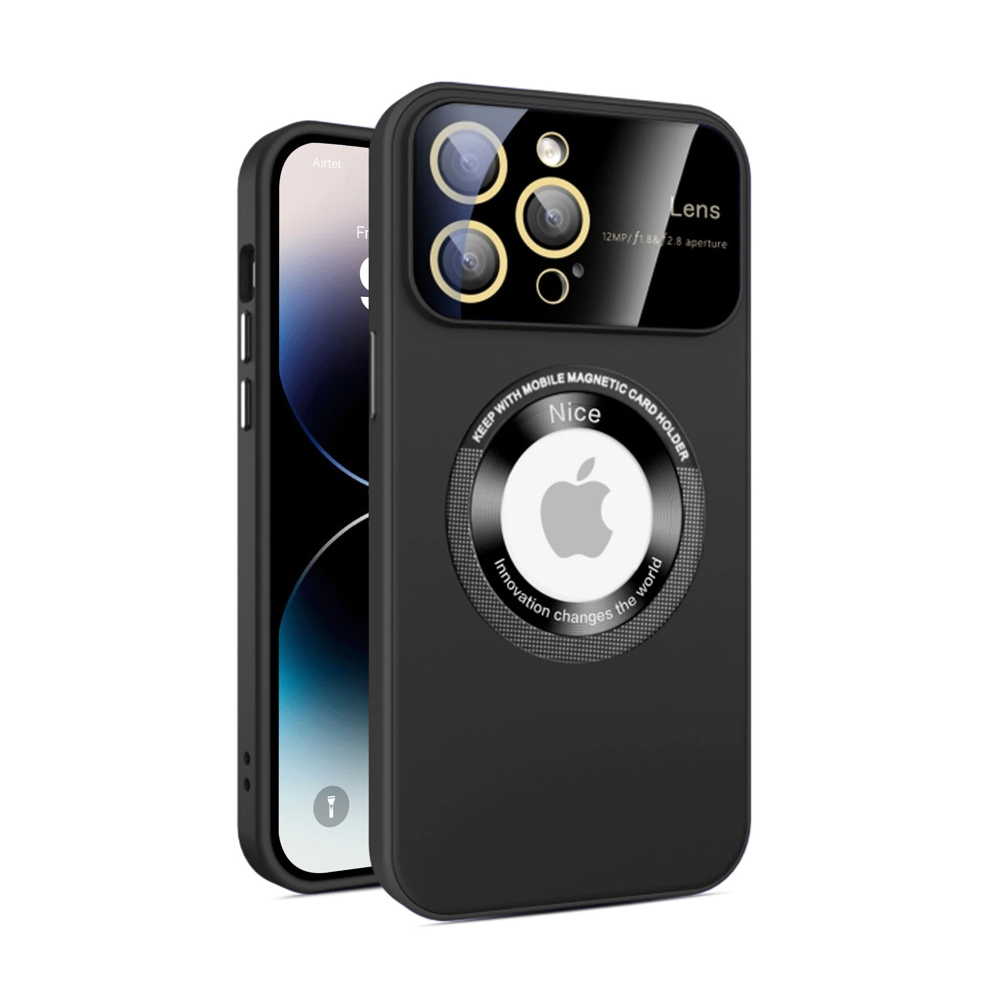 Vaku® Apple iPhone 14 Pro Polarized Magnetic Magpro Camera Lens Protector Logo Hole Back Cover