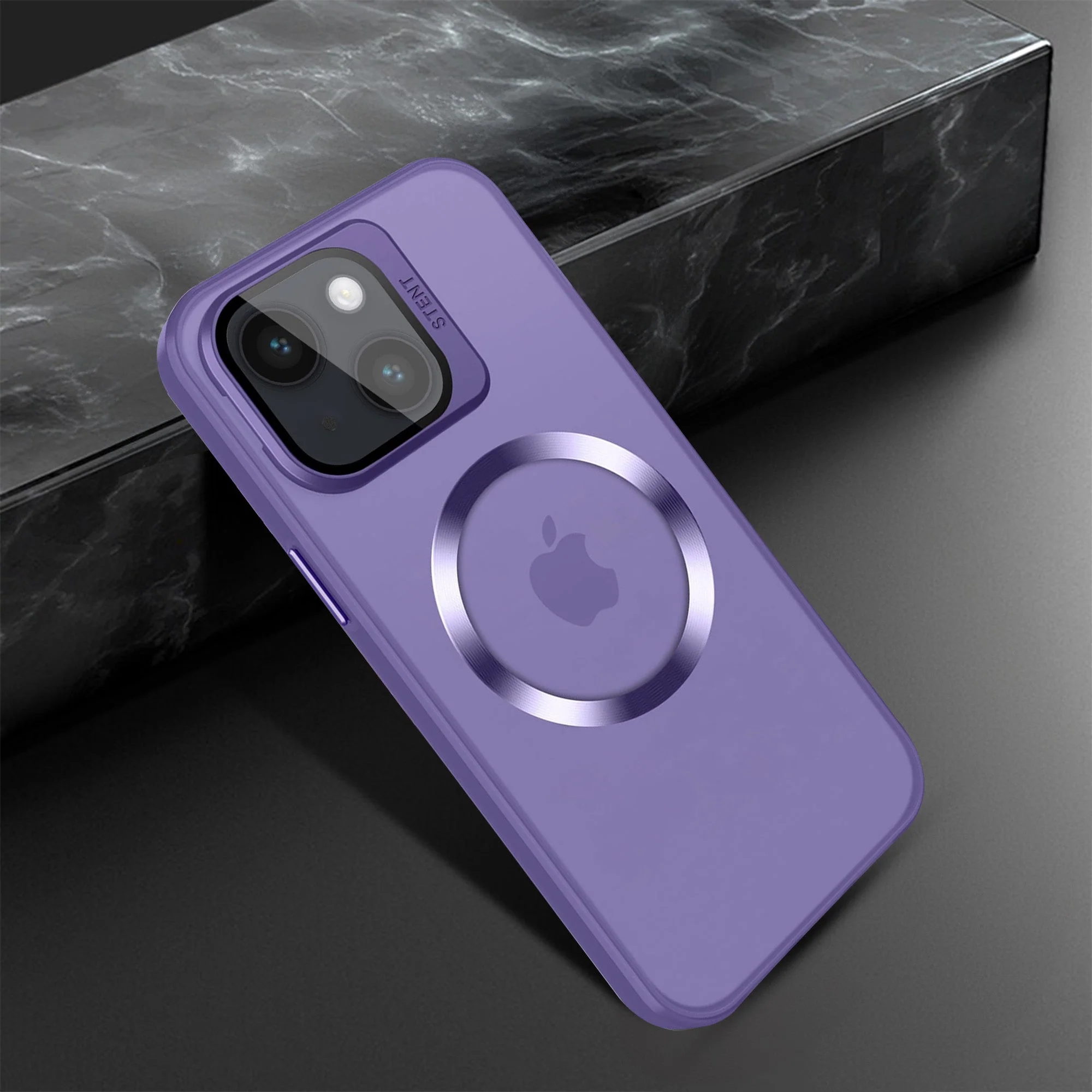 Vaku® Apple iPhone 14 Rime Frosted Magnetic Magpro Translucent Camera Protector Case with Built-in Stash Stand Back Cover - Image 5