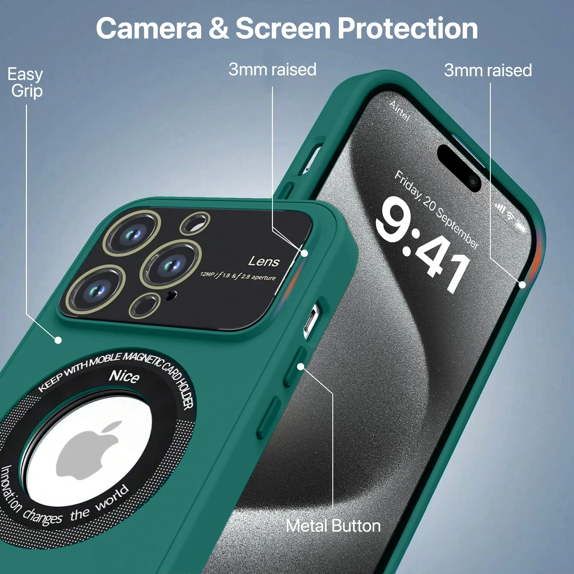 Vaku® Apple iPhone 15 Pro Polarized Magnetic Magpro Camera Lens Protector Logo Hole Back Cover - Image 8