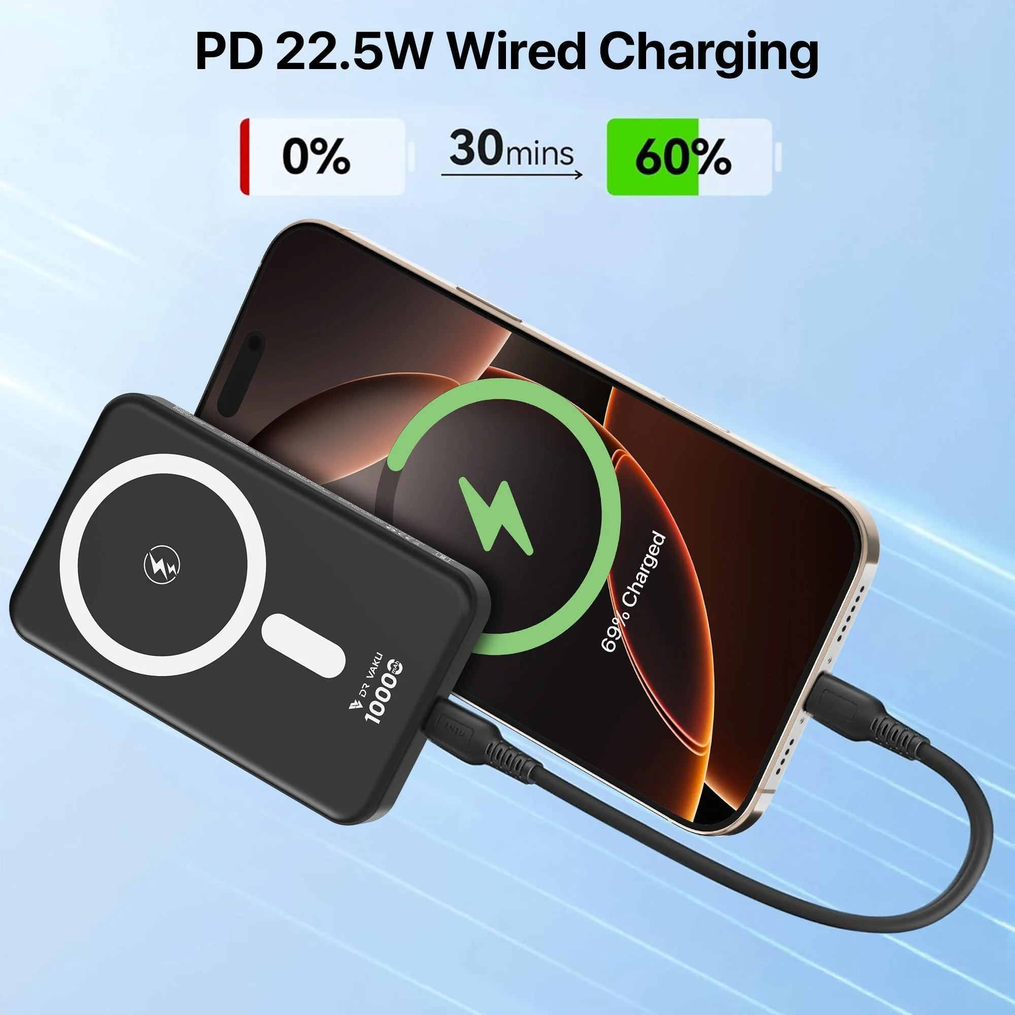 Vaku® Magforge MagPro 10000mAh Magnetic Wireless Power Bank 15w Magsafe & 22.5w PD Type C Fast Charging For iPhone 16/15/14/13 Series iWatch & Airpods - Image 8