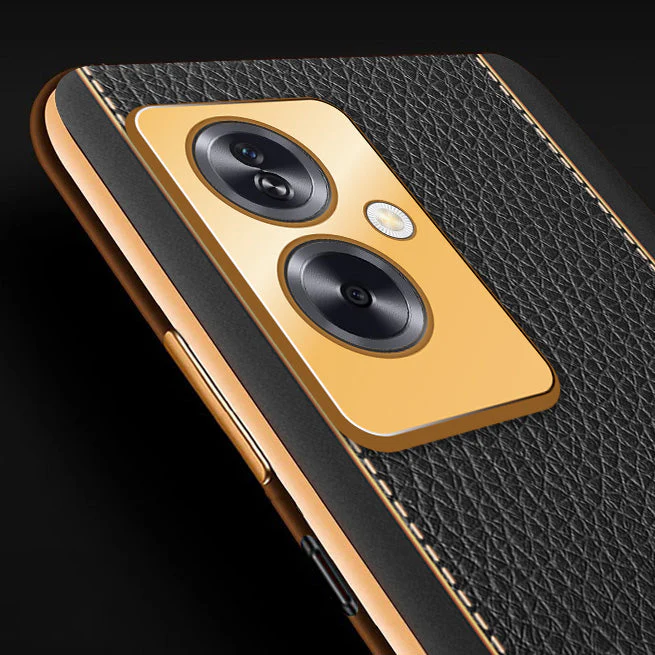 Vaku® Oppo A79 5G Luxemberg Leather Pattern Gold Electroplated Soft TPU Back Cover - Image 10