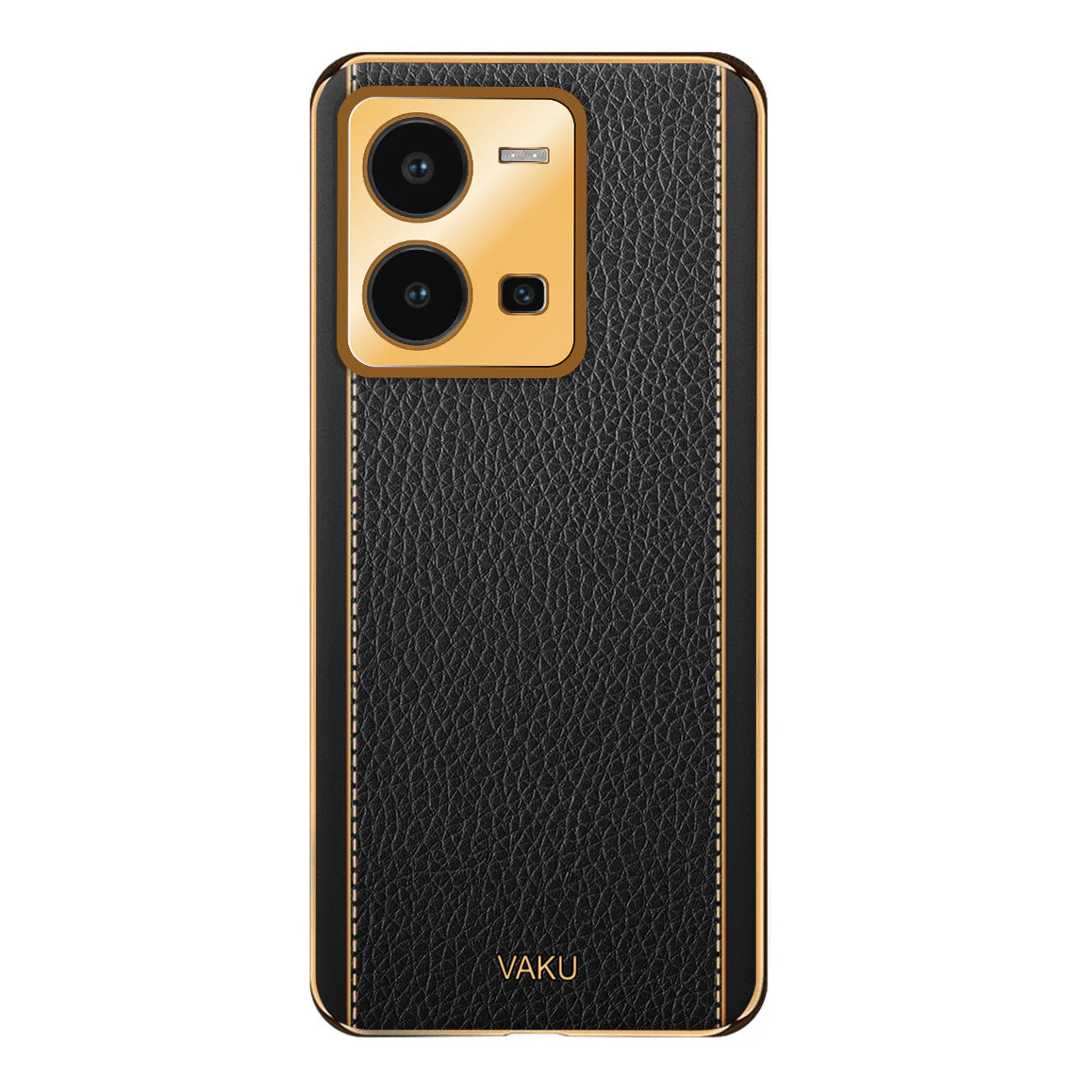 Vaku® Vivo Y35 4G Luxemberg Leather Pattern Gold Electroplated Soft TPU Back Cover - Image 7