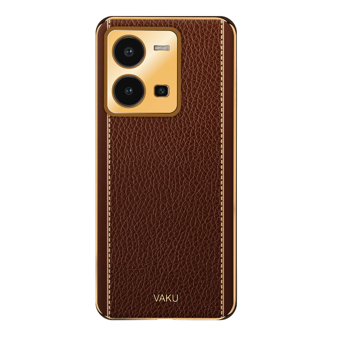 Vaku® Vivo Y35 4G Luxemberg Leather Pattern Gold Electroplated Soft TPU Back Cover - Image 8
