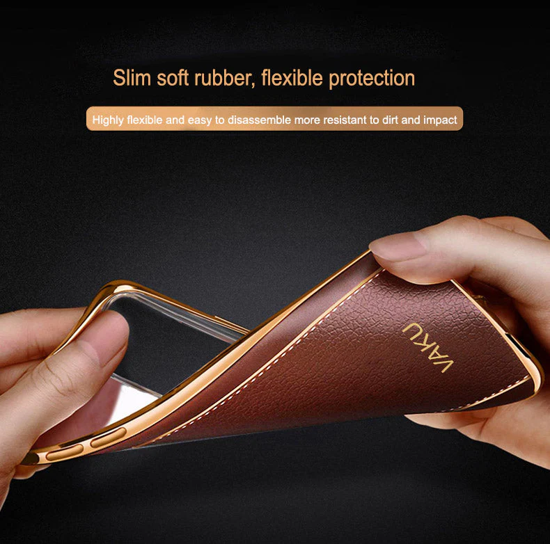 Vaku® Vivo Y55s 5G Luxemberg Leather Pattern Gold Electroplated Soft TPU Back Cover - Image 5