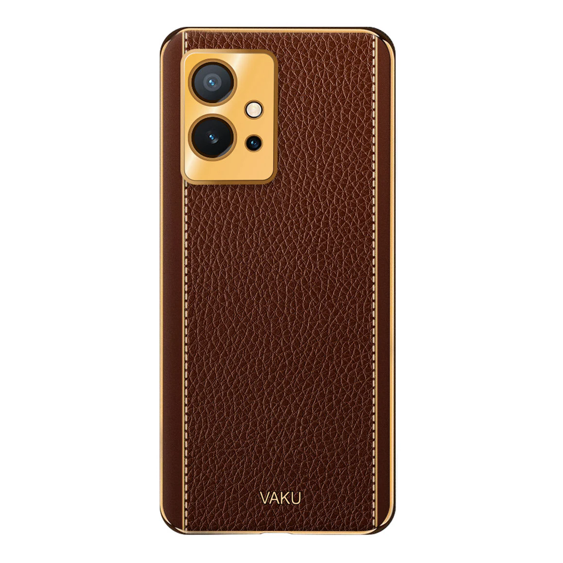 Vaku® Vivo Y55s 5G Luxemberg Leather Pattern Gold Electroplated Soft TPU Back Cover - Image 7