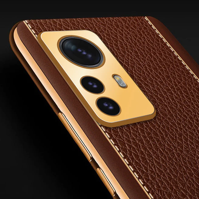 Vaku® Xiaomi 12 Pro 5G Luxemberg Leather Pattern Gold Electroplated Soft TPU Back Cover - Image 13