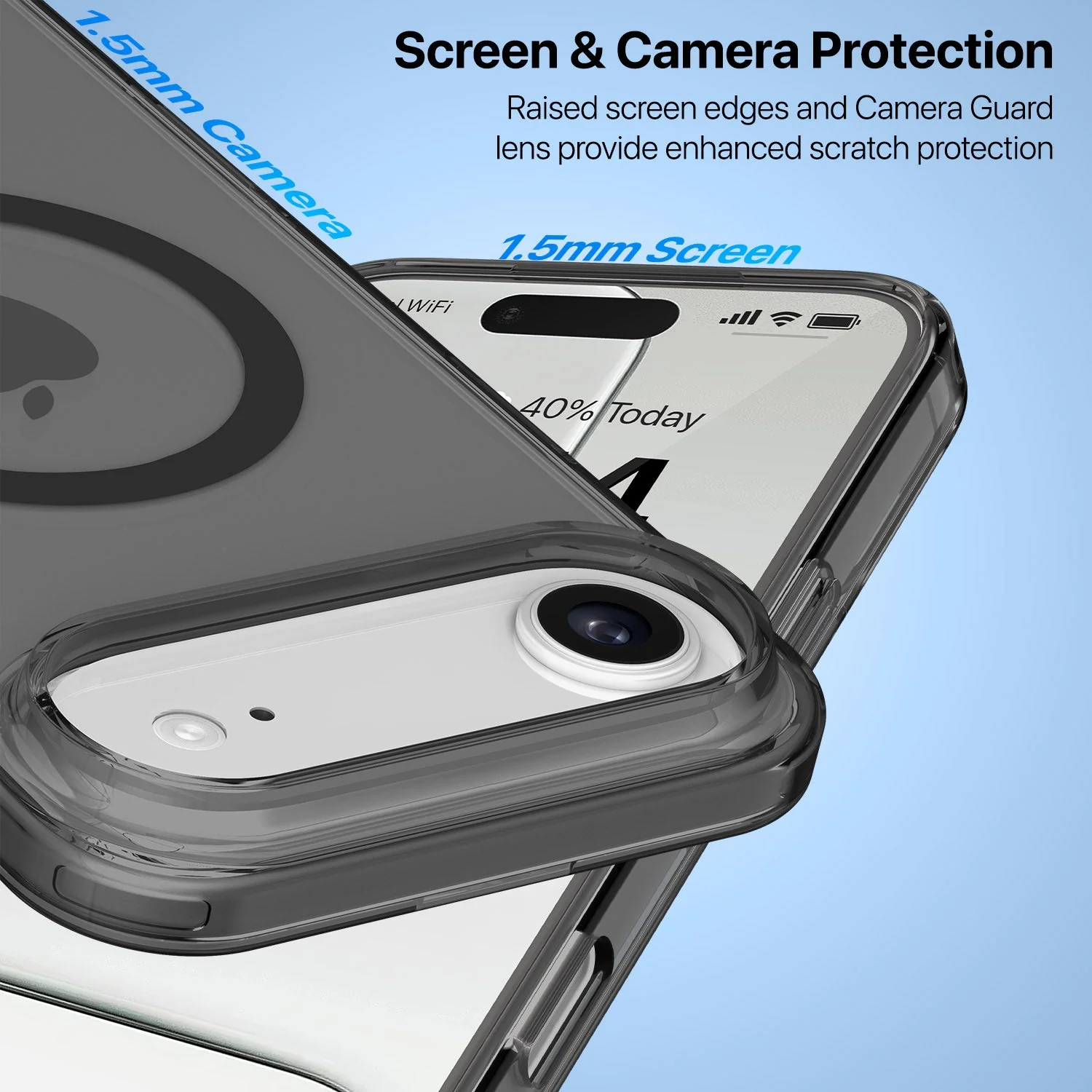 Vaku Luxos ® Apple iPhone 17 Air Glassy Magpro Smokey Transparent TPU Case Shockproof Non-Yellowing Scratch Resistant Military Grade Protection Screen Protector Back Cover - Image 4