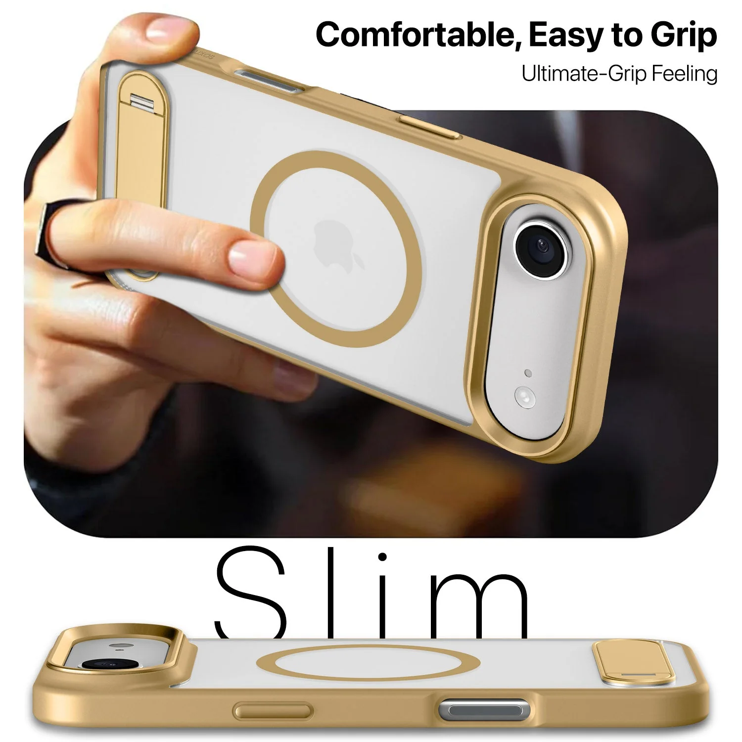 Vaku Luxos ® Apple iPhone 17 Air Orion Magpro Scratch Resistant Camera Screen Protector Case With Alloy Metal Stand Shockproof Back Cover - Image 4