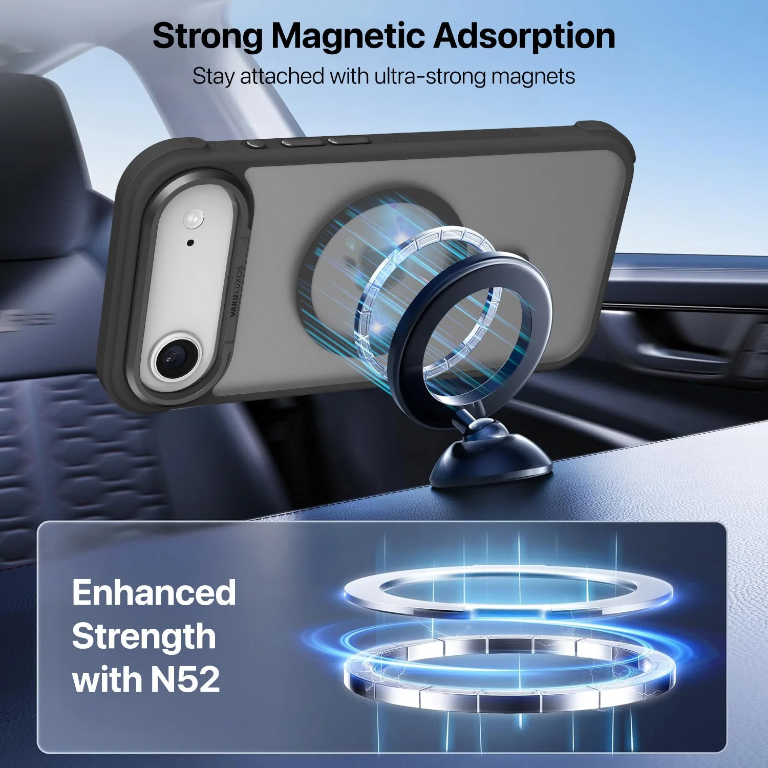 Vaku Luxos ® Apple iPhone 17 Air Thunder Magpro Translucent Scratch Resistant Military-Grade Protection Case With Stand Holder Metal Camera Ring Shockproof Back Cover - Image 4