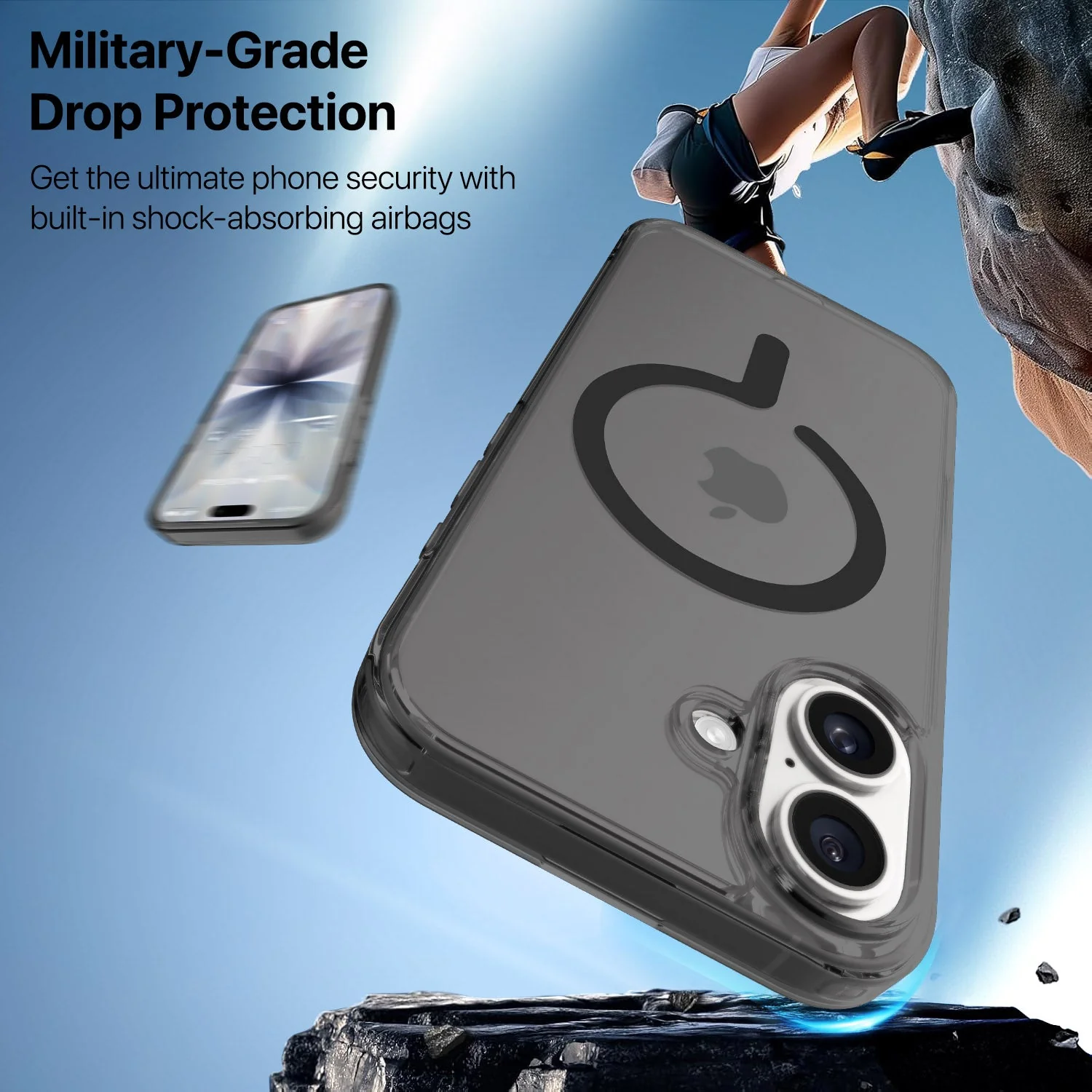 Vaku Luxos ® Apple iPhone 17 Glassy Magpro Smokey Transparent TPU Case Shockproof Non-Yellowing Scratch Resistant Military Grade Protection Screen Protector Back Cover - Image 2