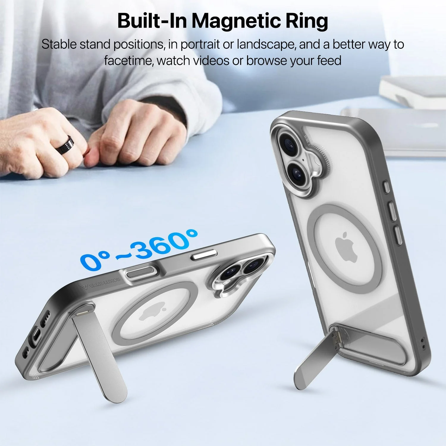 Vaku Luxos ® Apple iPhone 17 Orion Magpro Scratch Resistant Camera Screen Protector Case With Alloy Metal Stand Shockproof Back Cover - Image 7
