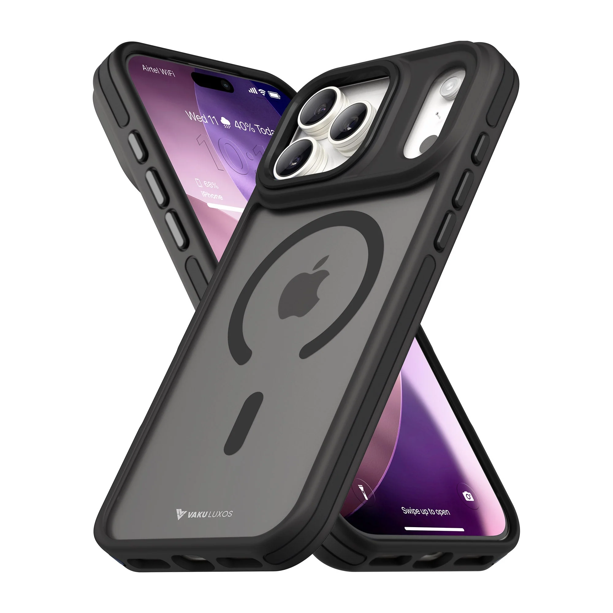 Vaku Luxos ® Apple iPhone 17 Pro Avlon Magpro Translucent Scratch Resistant Military-Grade Case With Metal Camera Ring Shockproof Protective Back Cover - Image 2