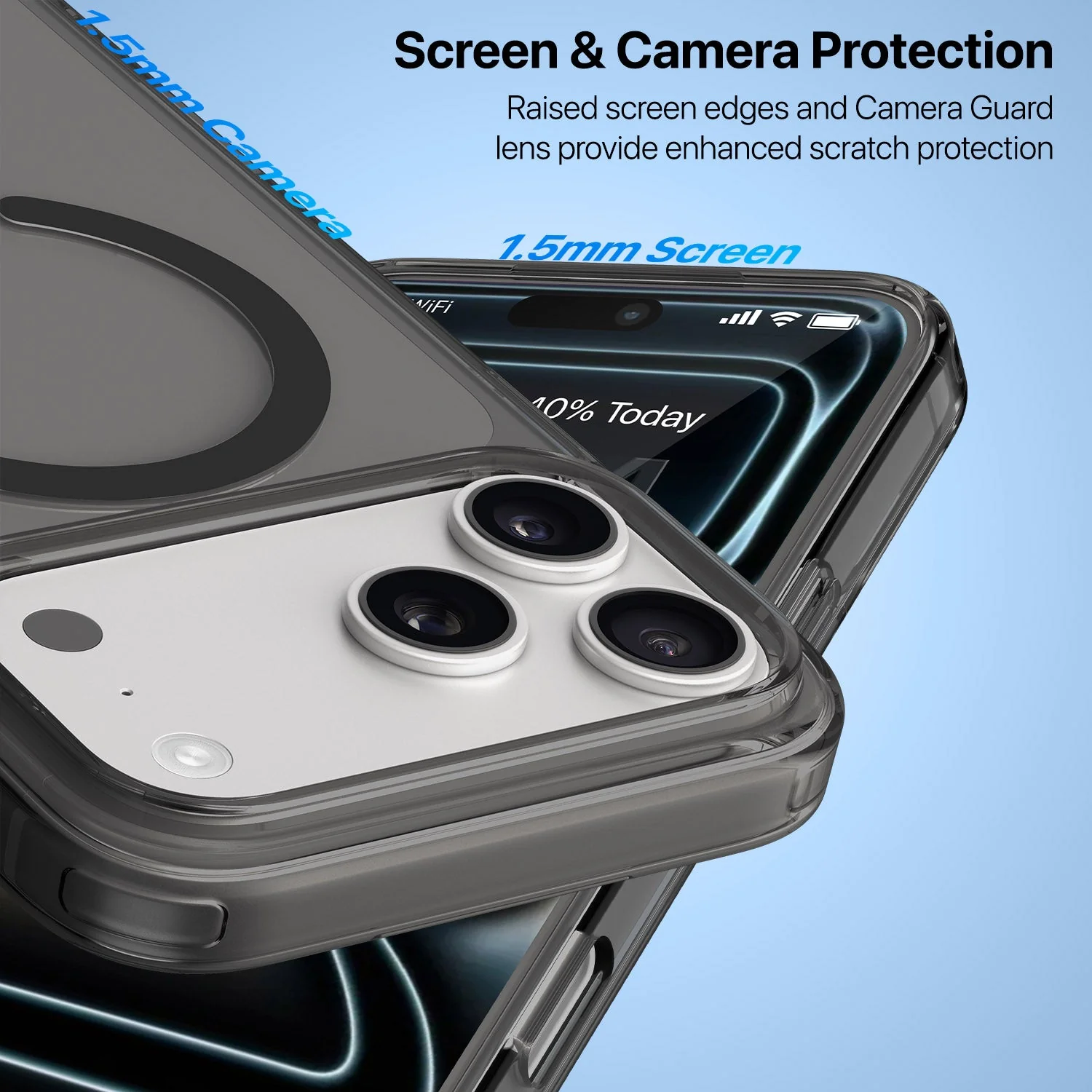 Vaku Luxos ® Apple iPhone 17 Pro Max Glassy Magpro Smokey Transparent TPU Case Shockproof Non-Yellowing Scratch Resistant Military Grade Protection Screen Protector Back Cover - Image 4