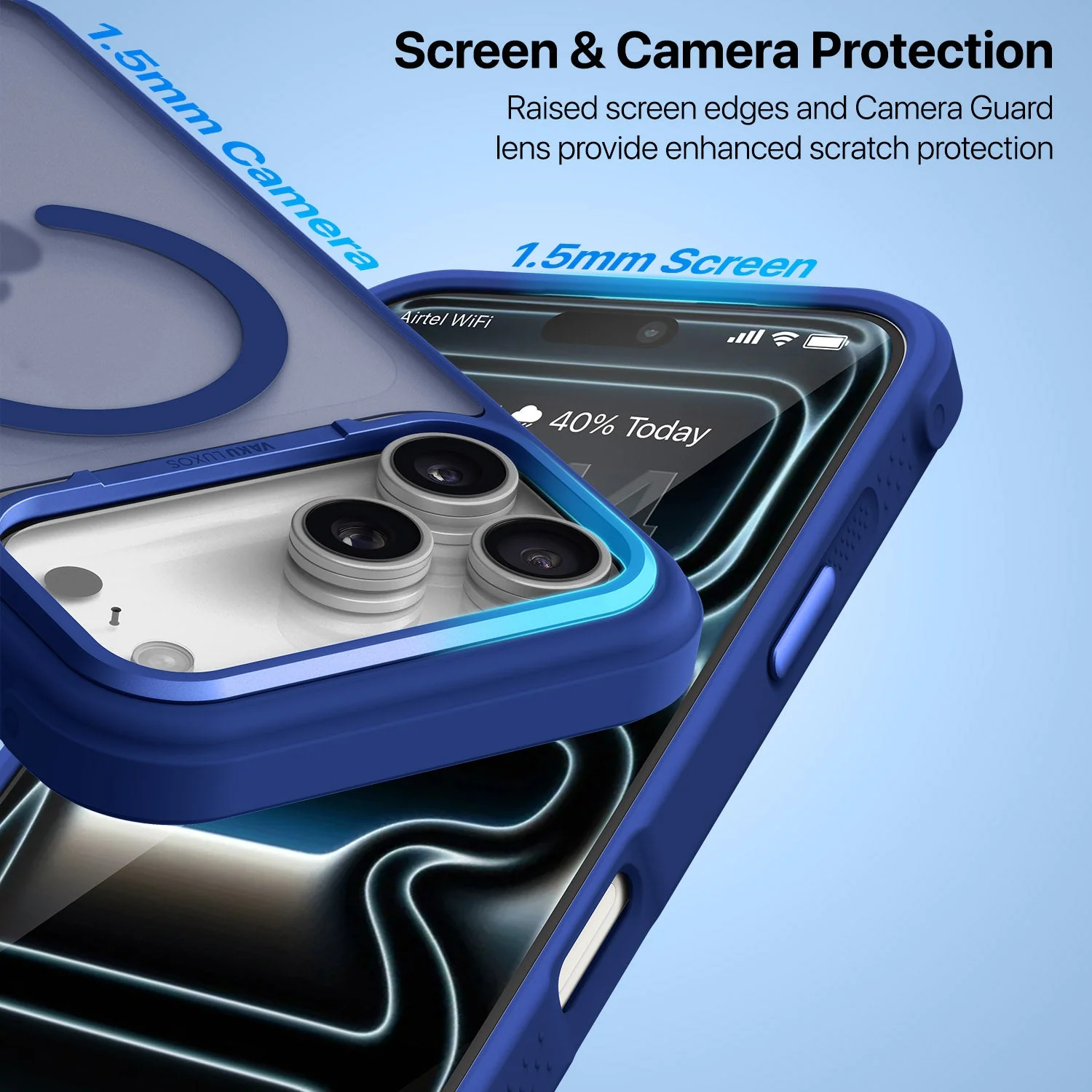Vaku Luxos ® Apple iPhone 17 Pro Max Thunder Magpro Translucent Scratch Resistant Military-Grade Protection Case With Stand Holder Metal Camera Ring Shockproof Back Cover - Image 7