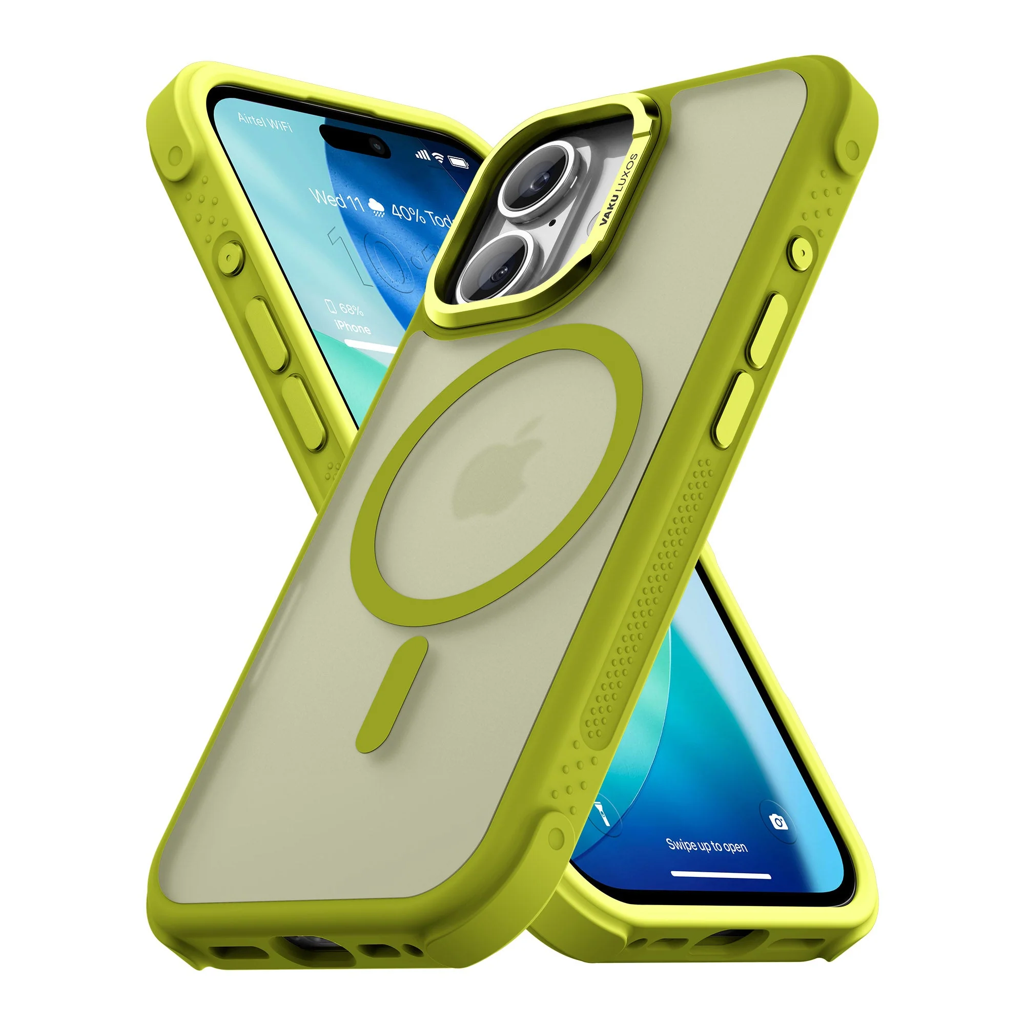 Vaku Luxos ® Apple iPhone 17 Thunder Magpro Translucent Scratch Resistant Military-Grade Protection Case With Stand Holder Metal Camera Ring Shockproof Back Cover - Image 4