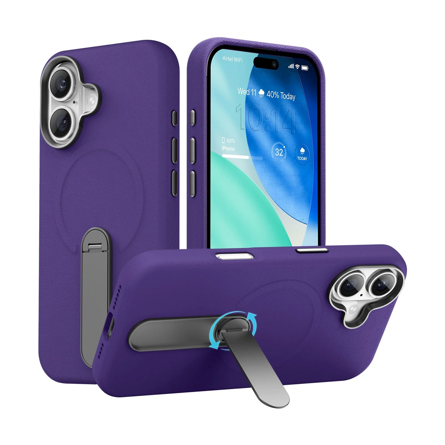 Vaku Luxos ® Apple iPhone 17 Zayro Magpro Leather Scratch Resistant Military-Grade Case With Alloy Metal Stand Shockproof Protective Back Cover - Image 5