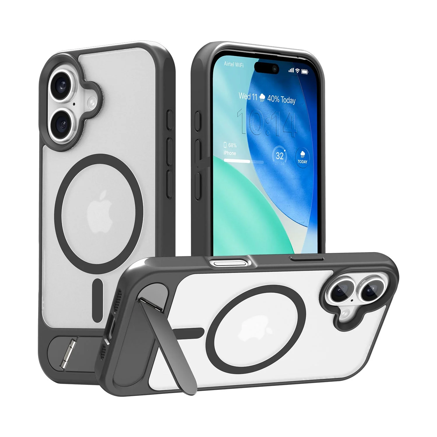 Vaku Luxos ® Apple iPhone 17 Zennix Magpro Scratch Resistant Camera Screen Protector Case with Stand Holder Shockproof Protective Back cover