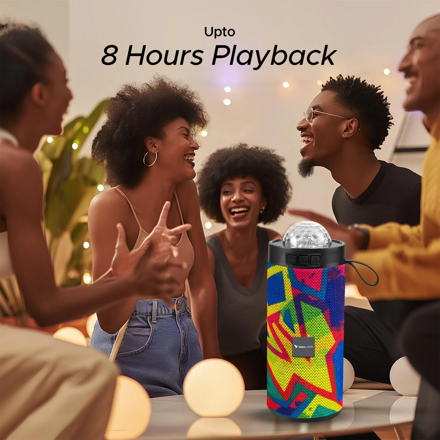 Vaku Luxos ® Groovio 15W Portable Bluetooth Party Speaker With Vibrant Pattern - Image 5