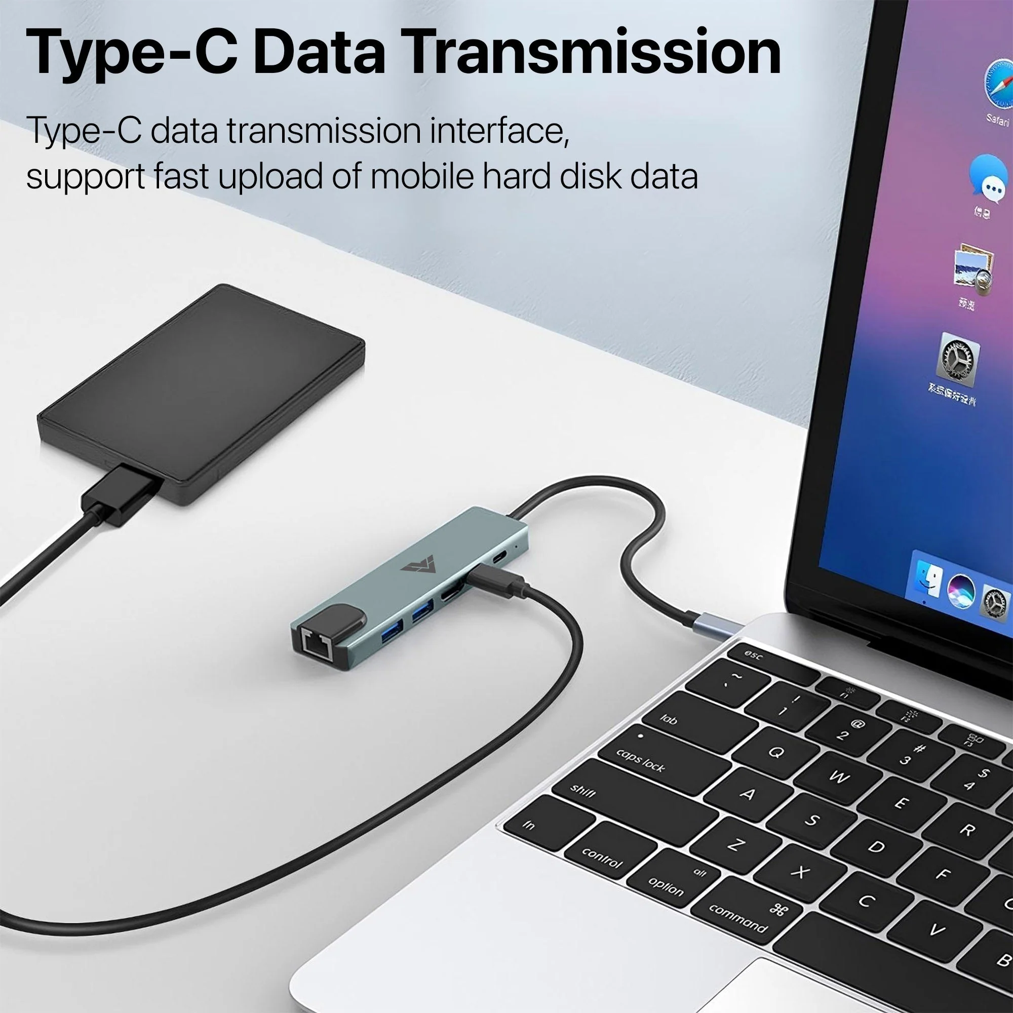 Vaku Luxos ® HEXTECH 6-in-1 USB C HUB Multiport Adapter with 4K HDMI 2 x USB 3.0/2.0 - Image 3