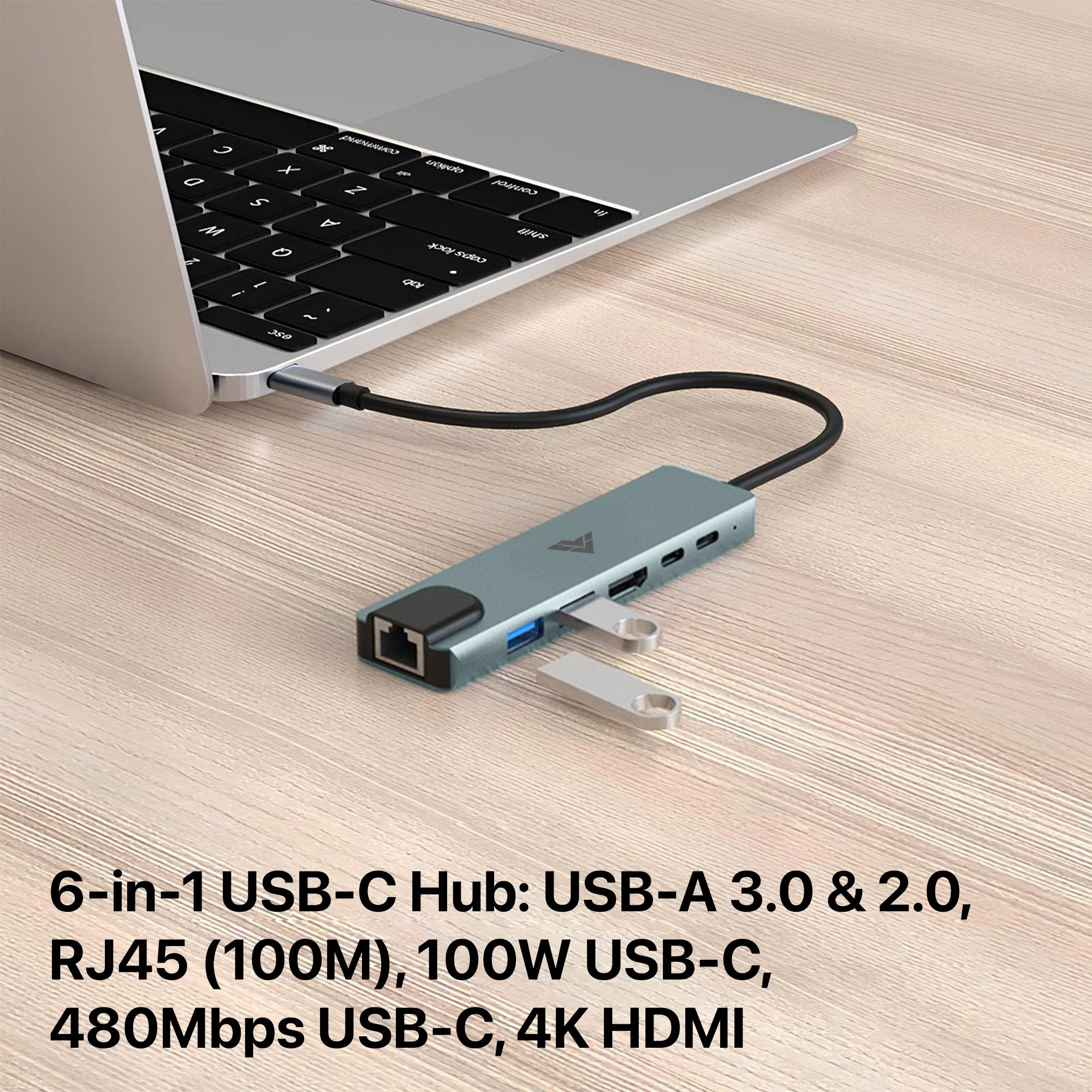 Vaku Luxos ® HEXTECH 6-in-1 USB C HUB Multiport Adapter with 4K HDMI 2 x USB 3.0/2.0 - Image 7
