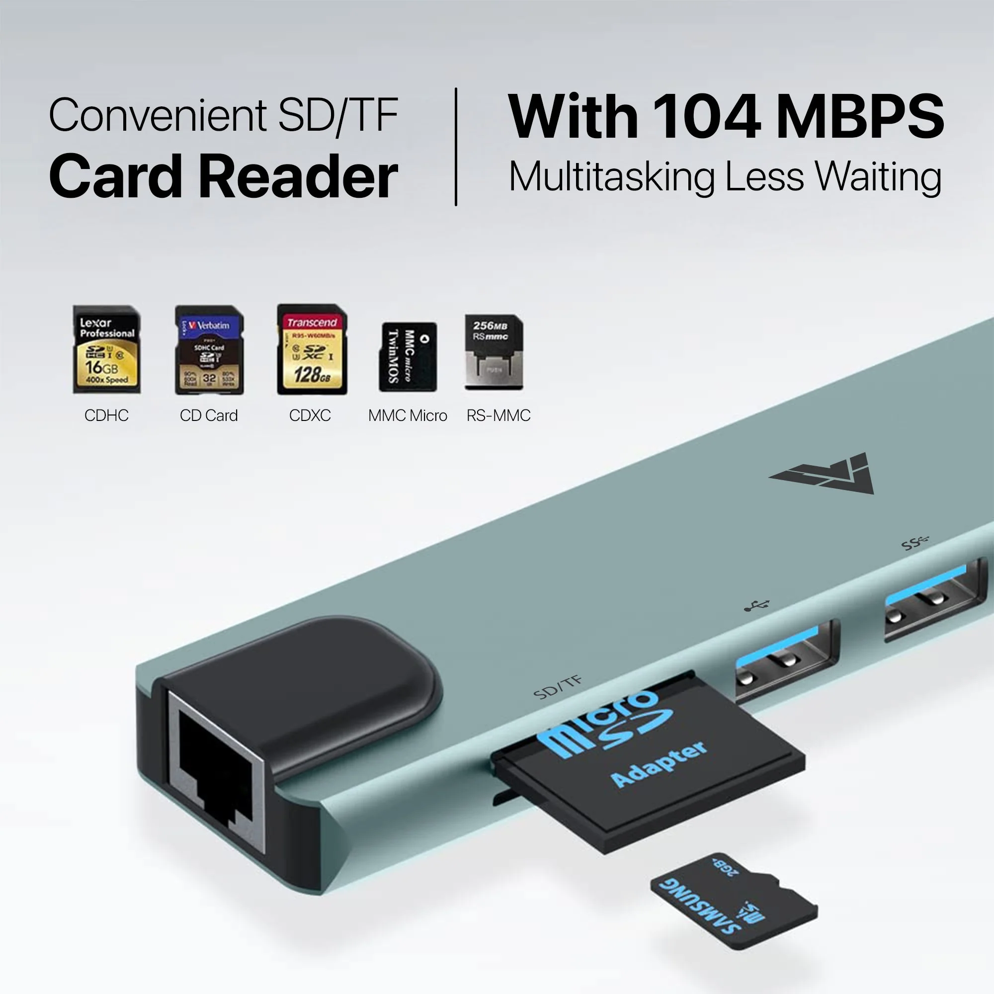 Vaku Luxos ® OCTOLINK 8-IN-1 USB HUB Multiport Adapter 4K HDMI 2X 3.0/2.0 Ports - Image 3