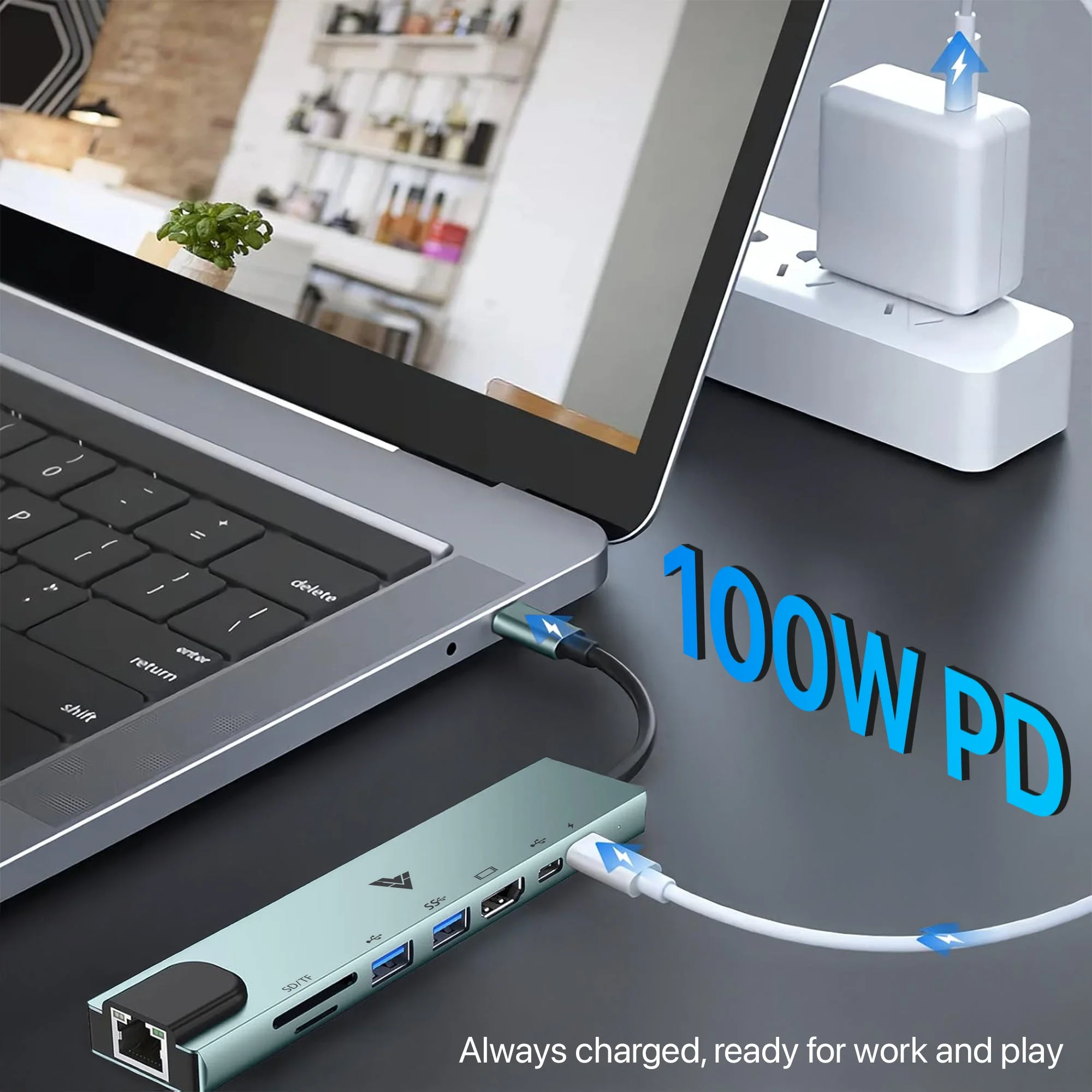 Vaku Luxos ® OCTOLINK 8-IN-1 USB HUB Multiport Adapter 4K HDMI 2X 3.0/2.0 Ports - Image 4