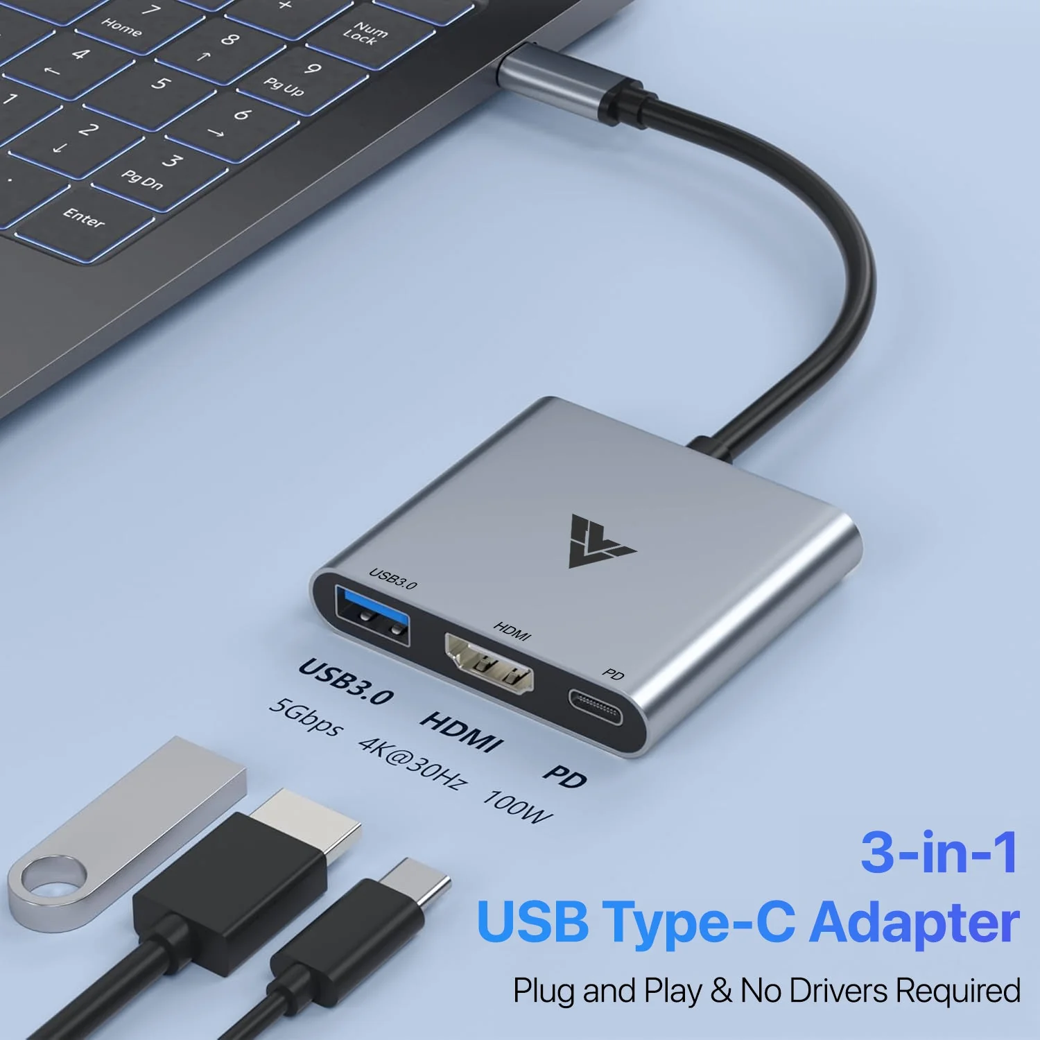 Vaku Luxos ® OMNITRIX 3-IN-1 USB HUB Multiport Adapter 4K HDMI USB 3.0/2.0 Ports - Image 5