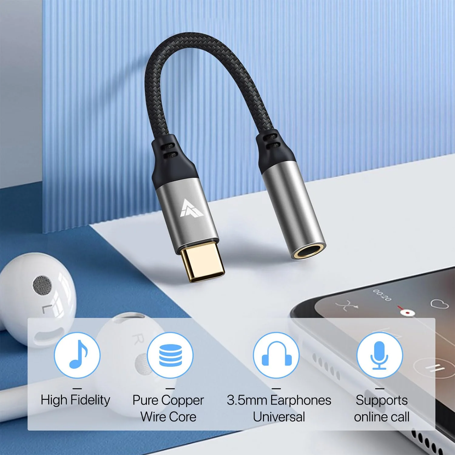 Vaku Luxos ® SonicPro Type C to 3.5 mm Jack Digital Audio DAC 24bit/96KHz 3.5mm Connector Aux Cable, Headphone, Earphone USB C Converter / Adapter For Samsung, Oneplus, iPhone 17/16/15 - Image 3