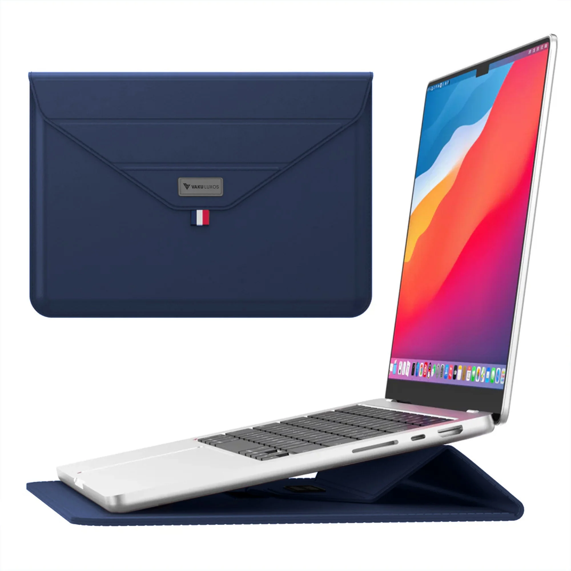 Vaku Luxos ® URBANMATE MacBook & Laptop Sleeve 13/14 Inch Vegan Leather Ultra-Thin Protection Sleeve With Built-in Stand - Image 17