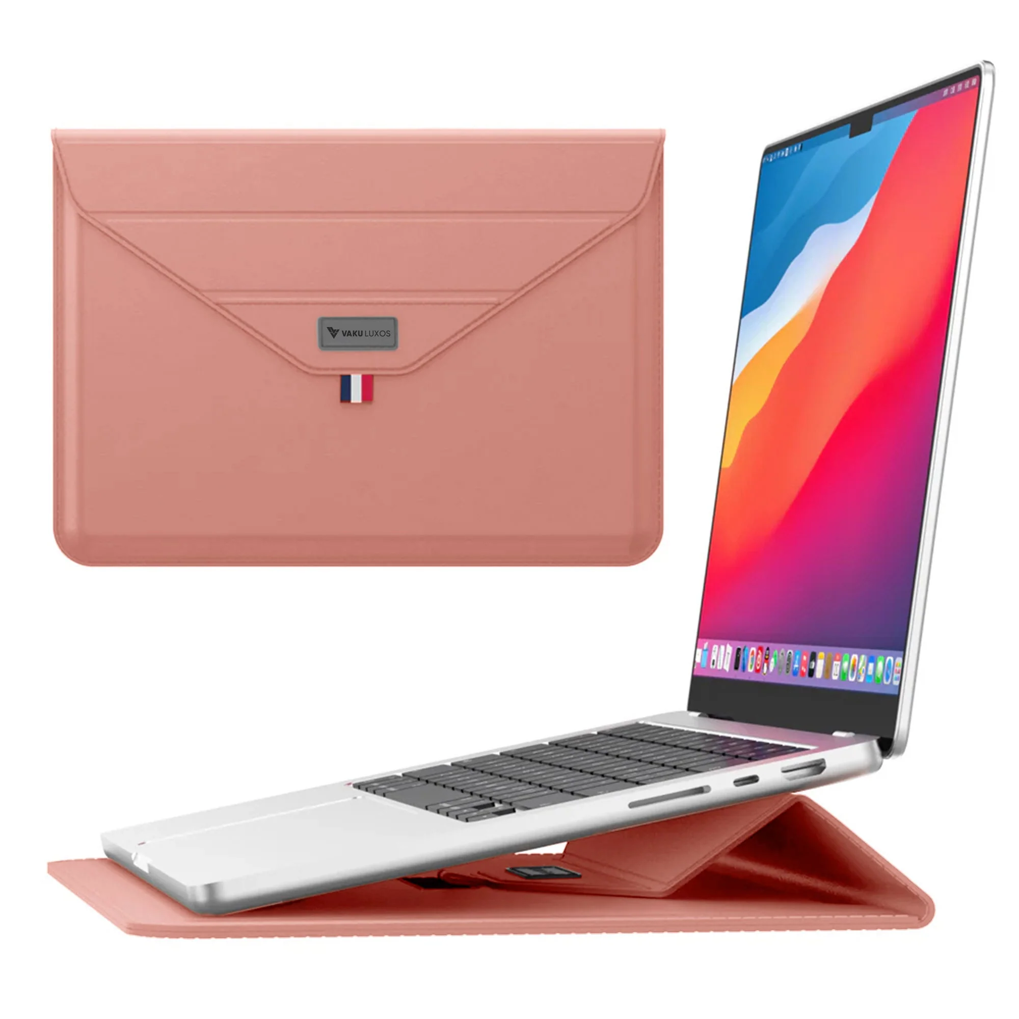 Vaku Luxos ® URBANMATE MacBook & Laptop Sleeve 13/14 Inch Vegan Leather Ultra-Thin Protection Sleeve With Built-in Stand - Image 18