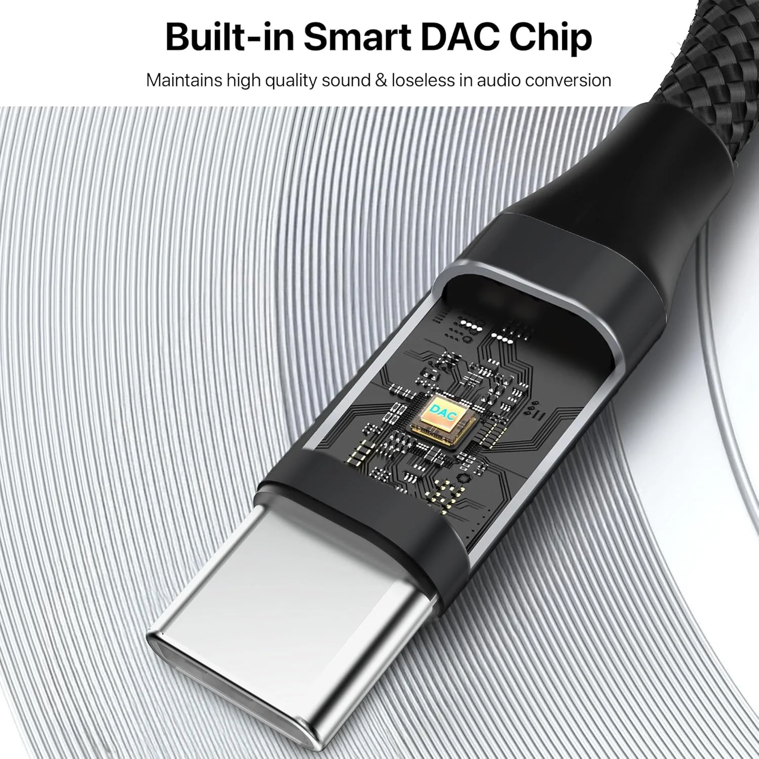 Vaku Luxos® DigiCoder 2in1 Type C to 3.5 mm Jack + USB C Charging & Digital Audio 24-bit DAC 3.5mm Connector Aux Cable, Headphone, Earphone Converter Splitter for Samsung, Oneplus, iPhone - Image 8