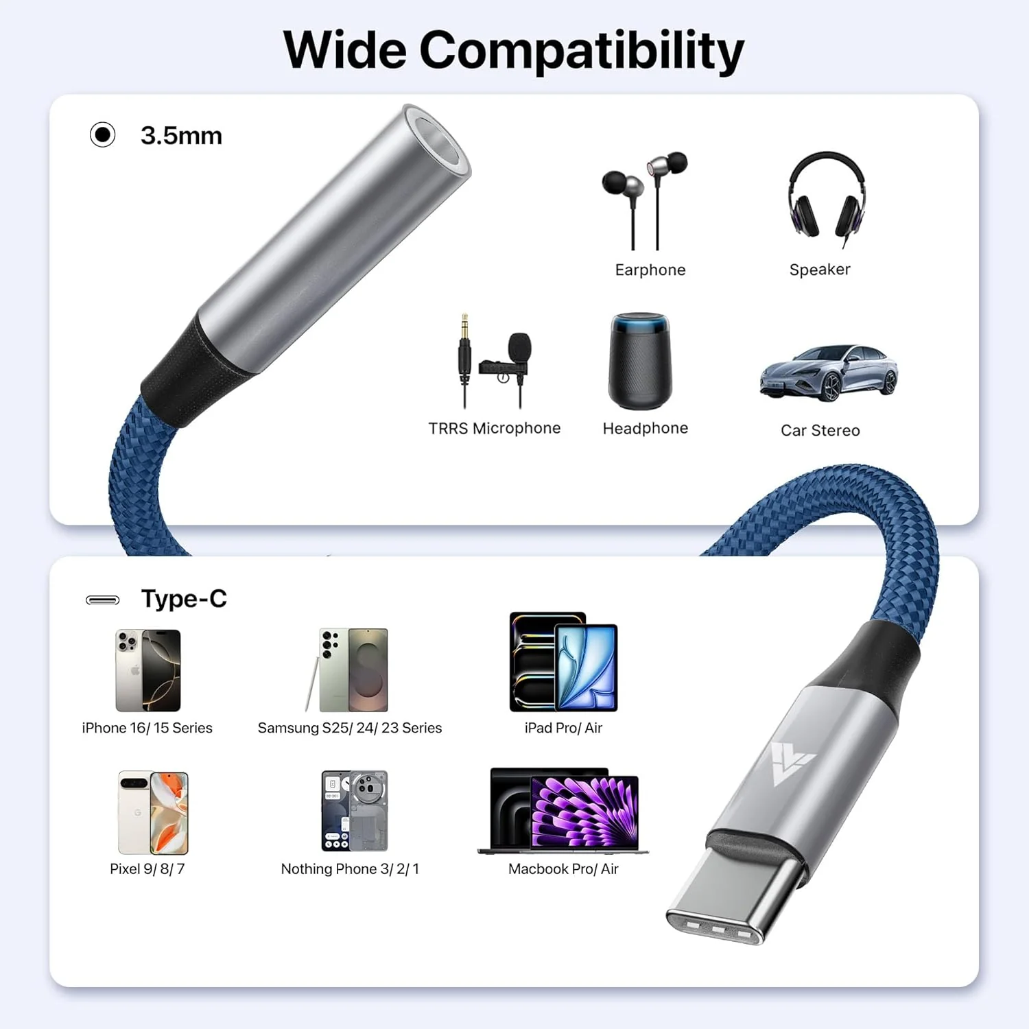 Vaku Luxos® SonicArc Type C to 3.5 mm Jack Digital Audio DAC 24-bit/96KHz 3.5mm Connector Aux Cable, Headphone, Earphone USB C Converter for iPhone 16/15, Samsung, Oneplus, Other Phone - Image 5